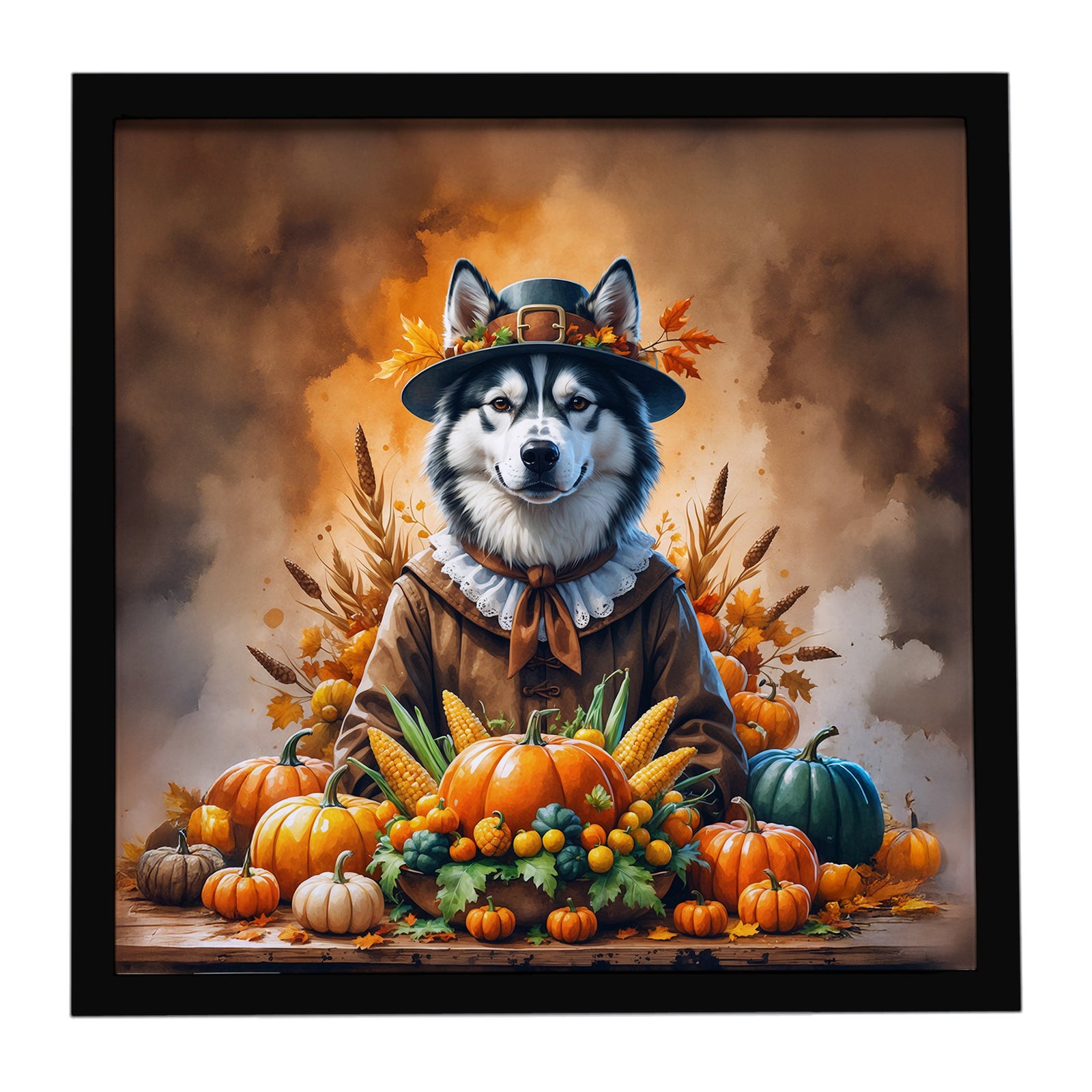 Caroline's Treasures Siberian Husky Thanksgiving Framed Metal Print