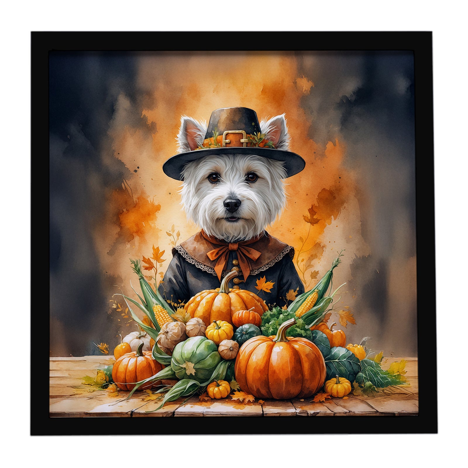 Caroline's Treasures Westie Thanksgiving Framed Metal Print