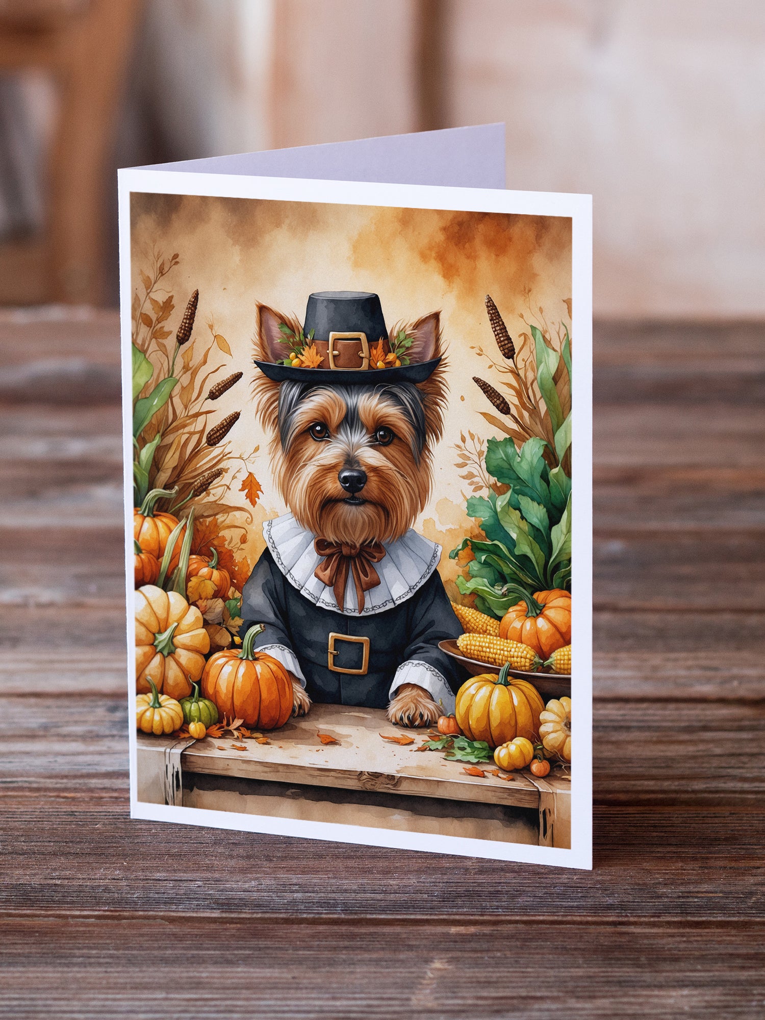 Caroline's Treasures Yorkshire Terrier Thanksgiving Greeting Cards Pack of 8