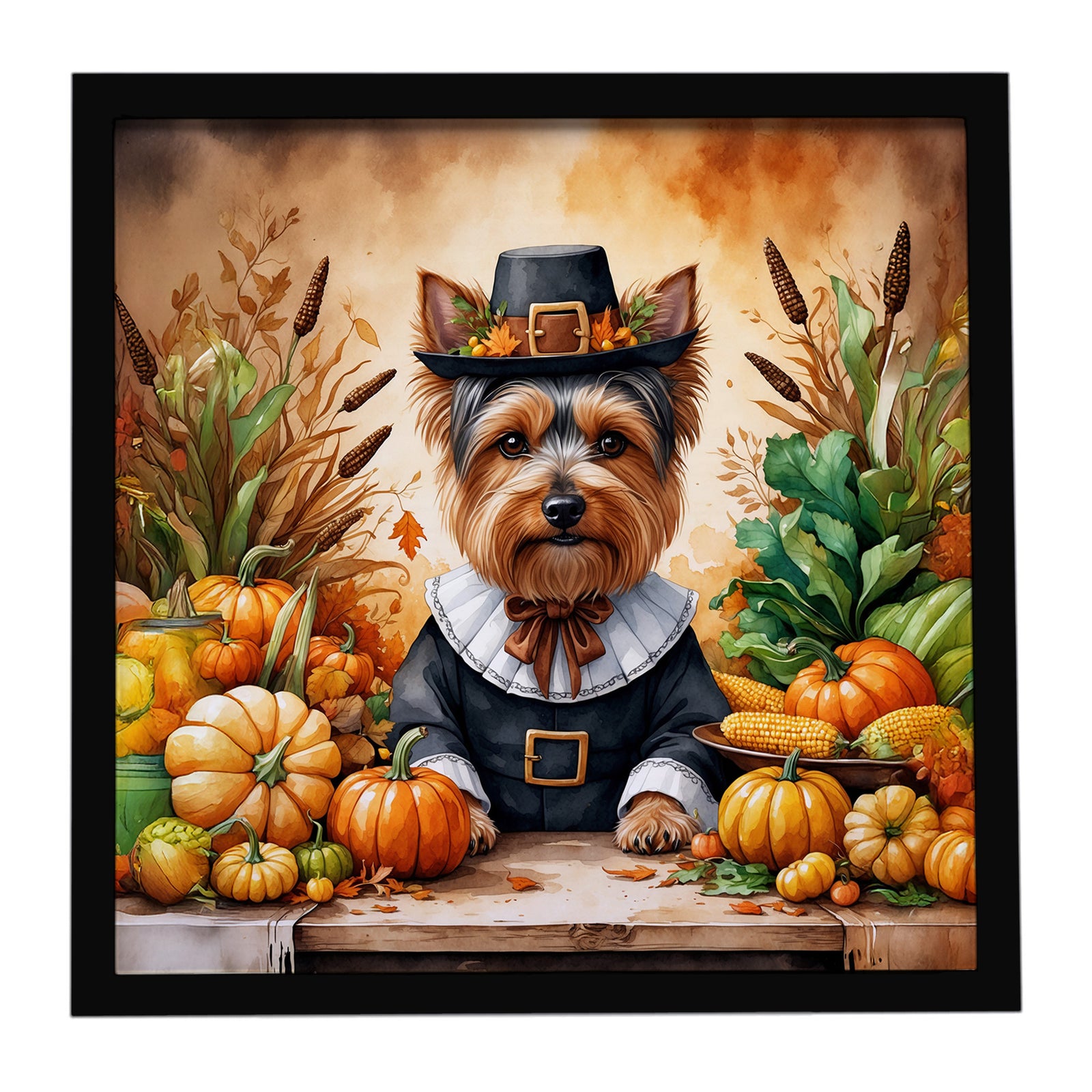 Caroline's Treasures Yorkshire Terrier Thanksgiving Framed Metal Print