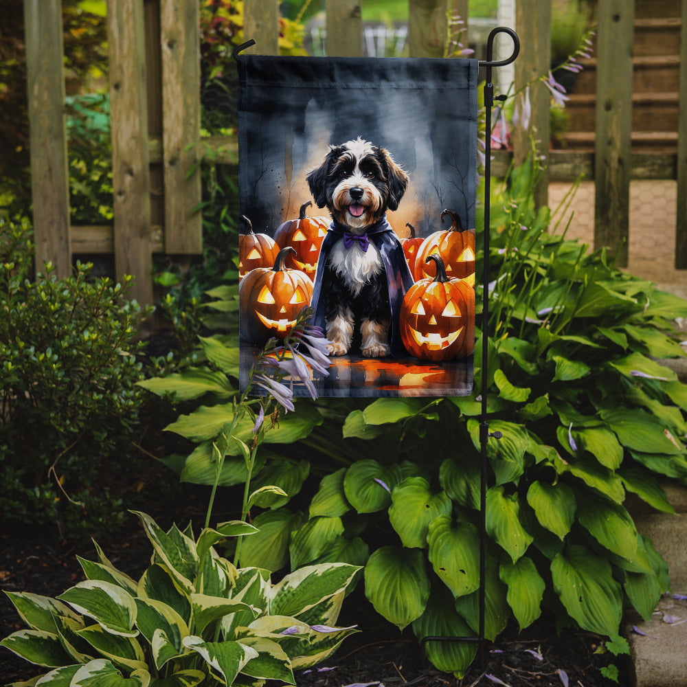 Caroline's Treasures Bernedoodle Puppy Halloween Garden Flag