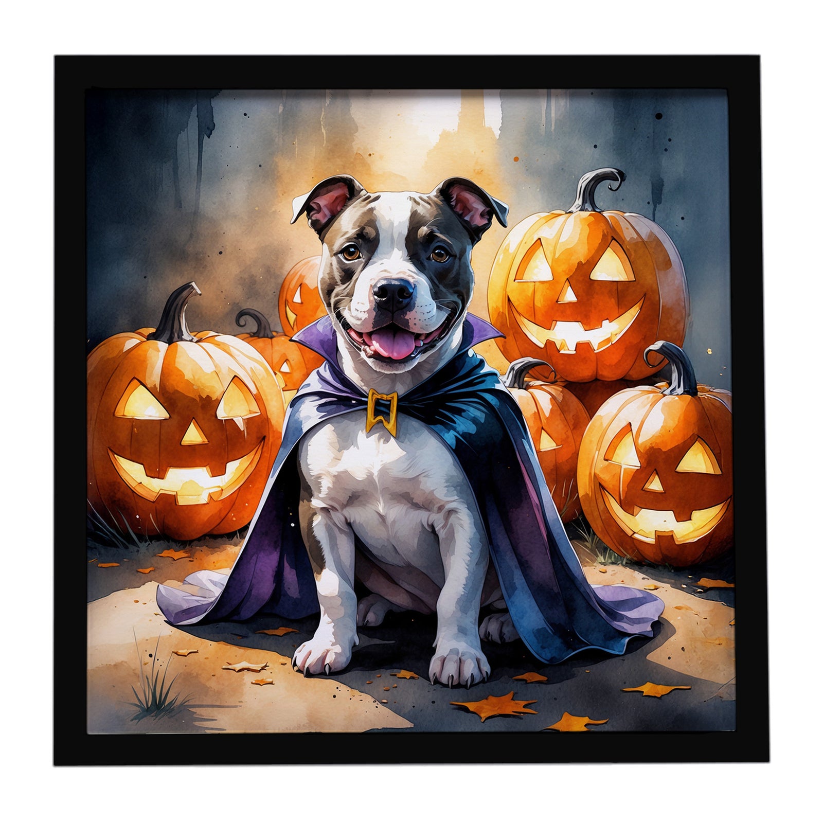 Caroline's Treasures Pit Bull Terrier Puppy Halloween Framed Metal Print