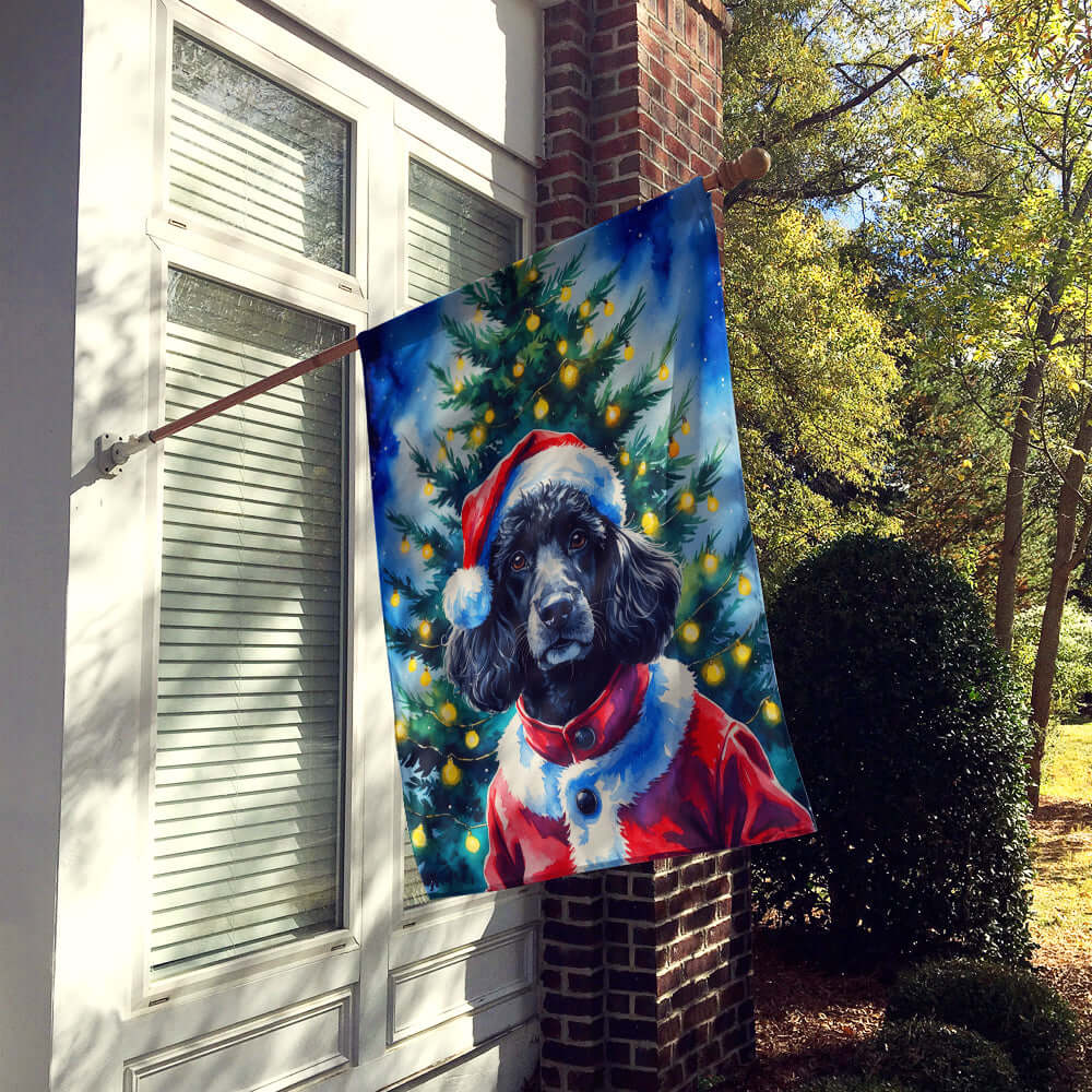 Caroline's Treasures Black Poodle Christmas House Flag