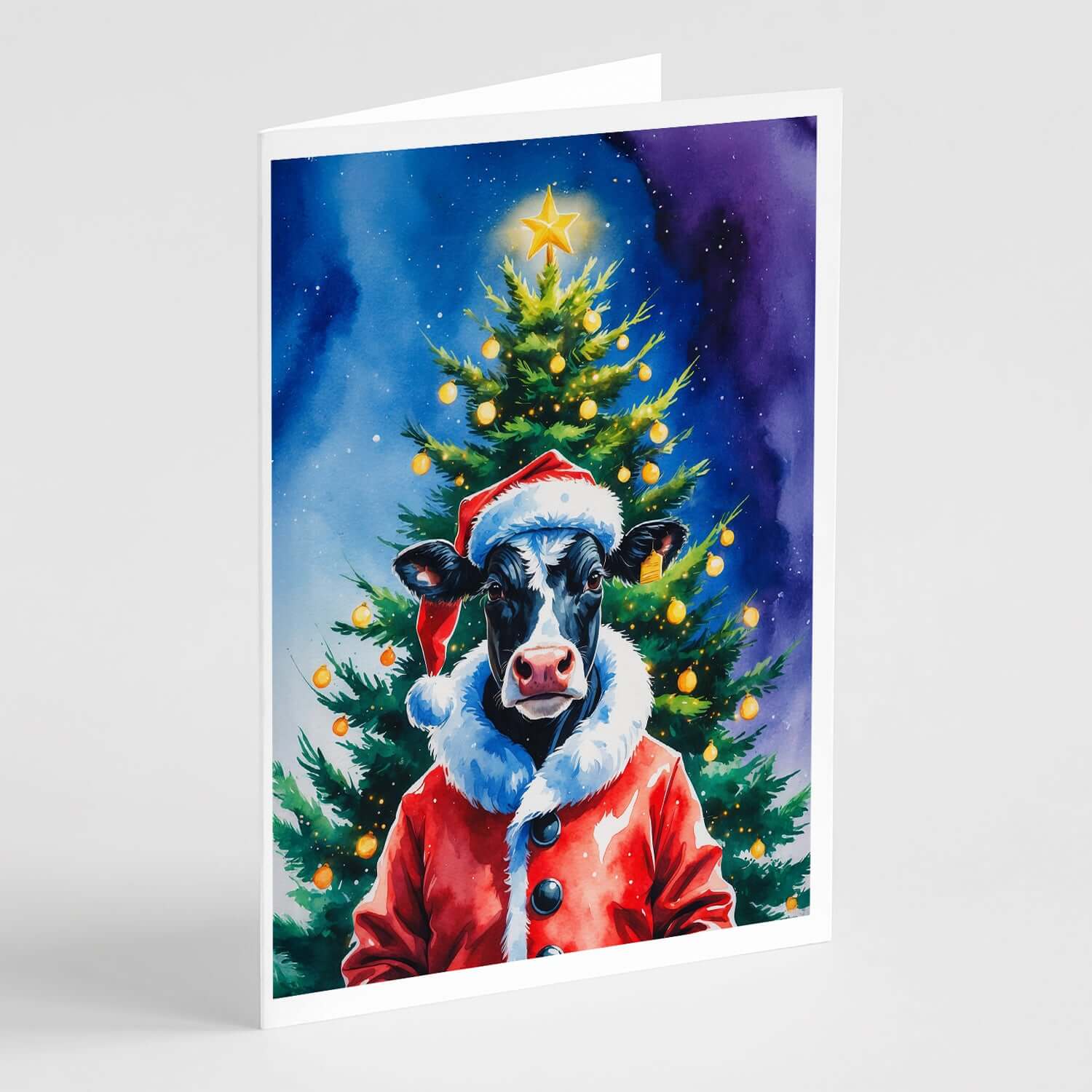 Caroline's Treasures Cow Christmas Greeting Cards Pack of 8