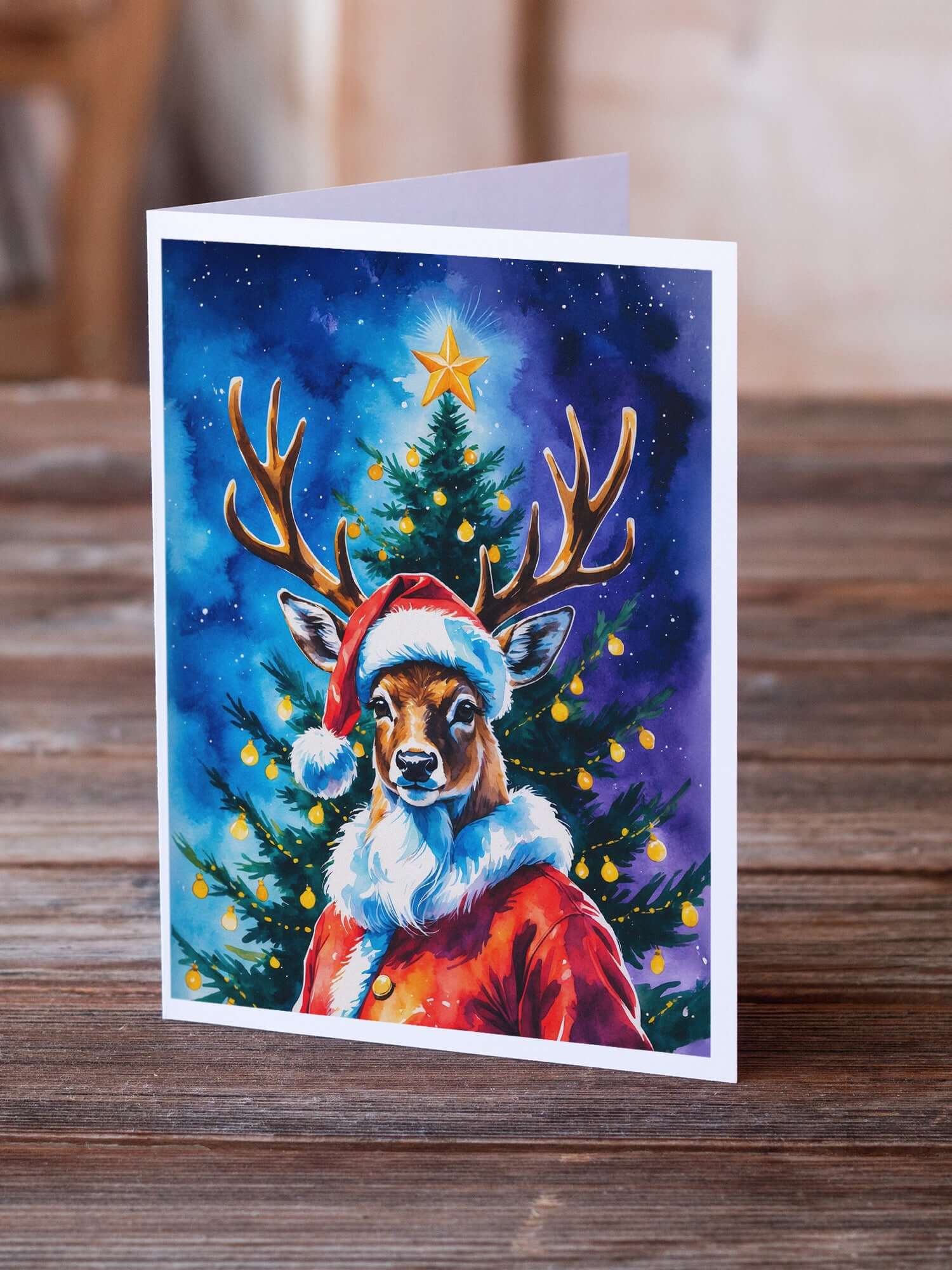 Caroline's Treasures Deer Christmas Greeting Cards Pack of 8