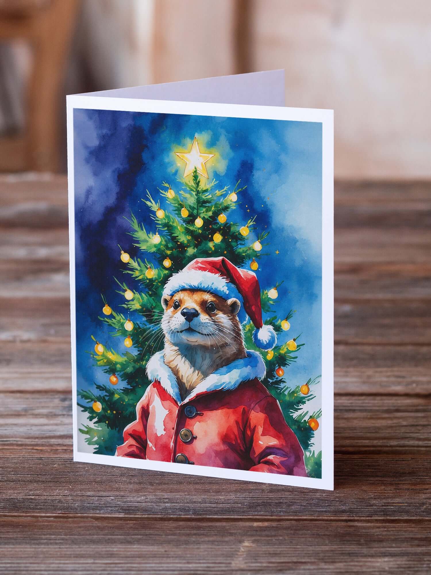 Caroline's Treasures Otter Christmas Greeting Cards Pack of 8