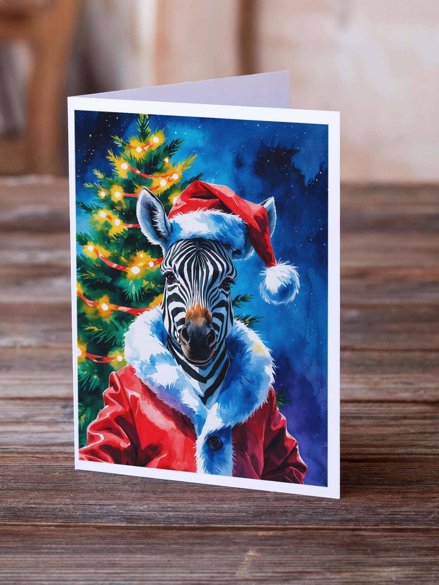 Caroline's Treasures Zebra Christmas Greeting Cards Pack of 8