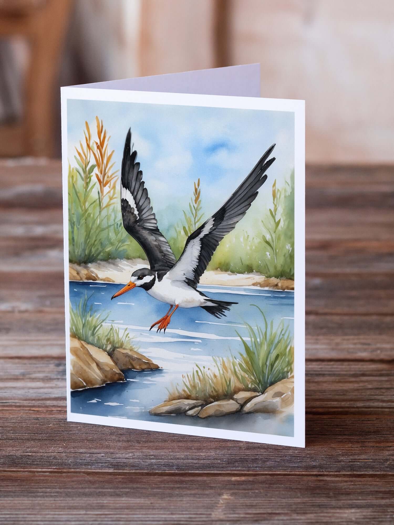Caroline's Treasures Black Skimmer Bird Greeting Cards Pack of 8