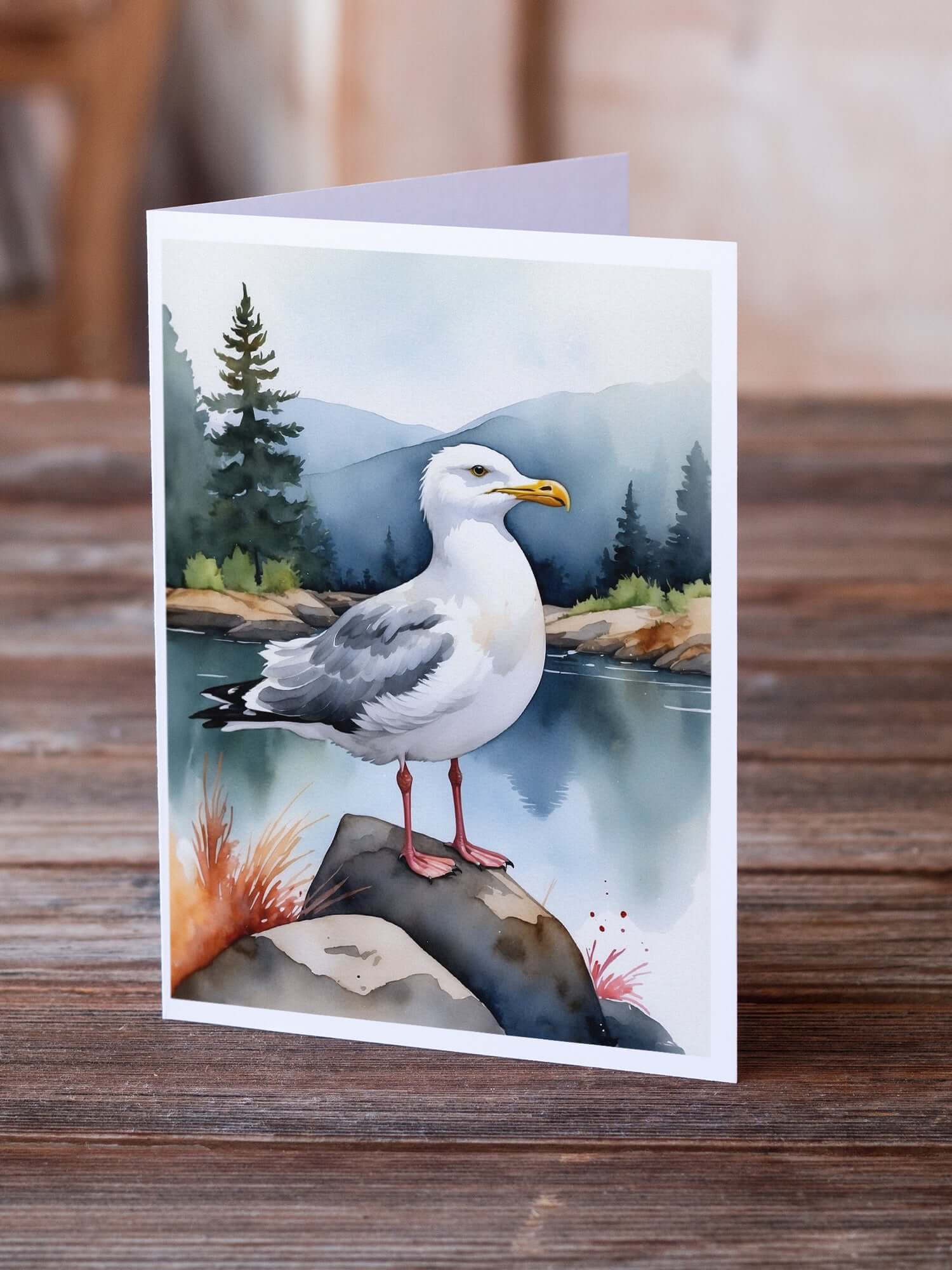 Caroline's Treasures Herring Gull Bird Greeting Cards Pack of 8