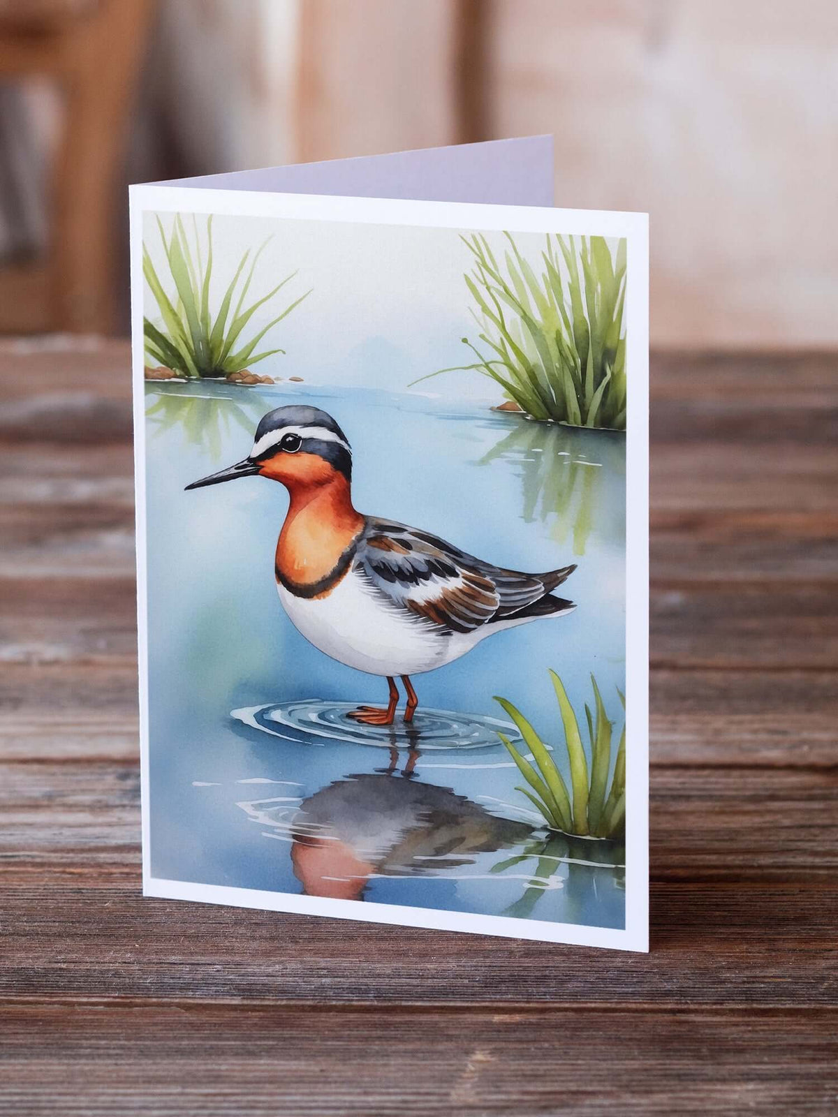 Caroline's Treasures Red-necked Phalarope Bird Greeting Cards Pack of 8