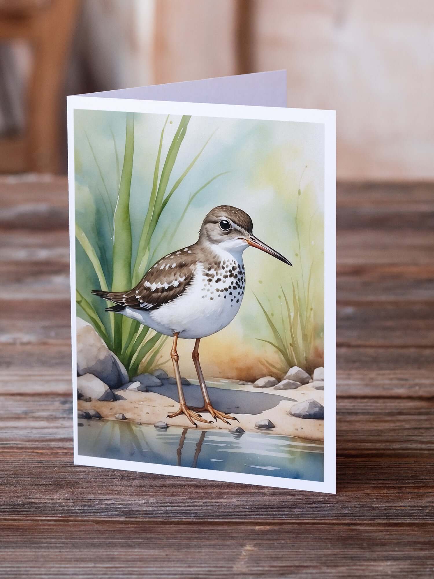 Caroline's Treasures Spotted Sandpiper Bird Greeting Cards Pack of 8