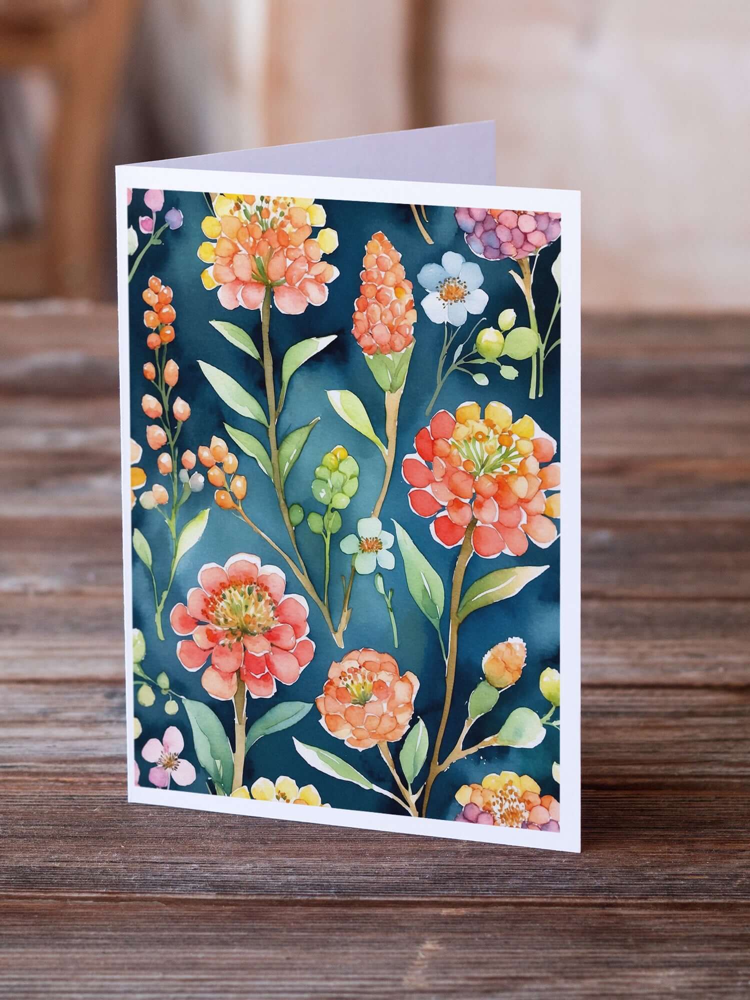 Caroline's Treasures Brunia Flowers Greeting Cards Pack of 8