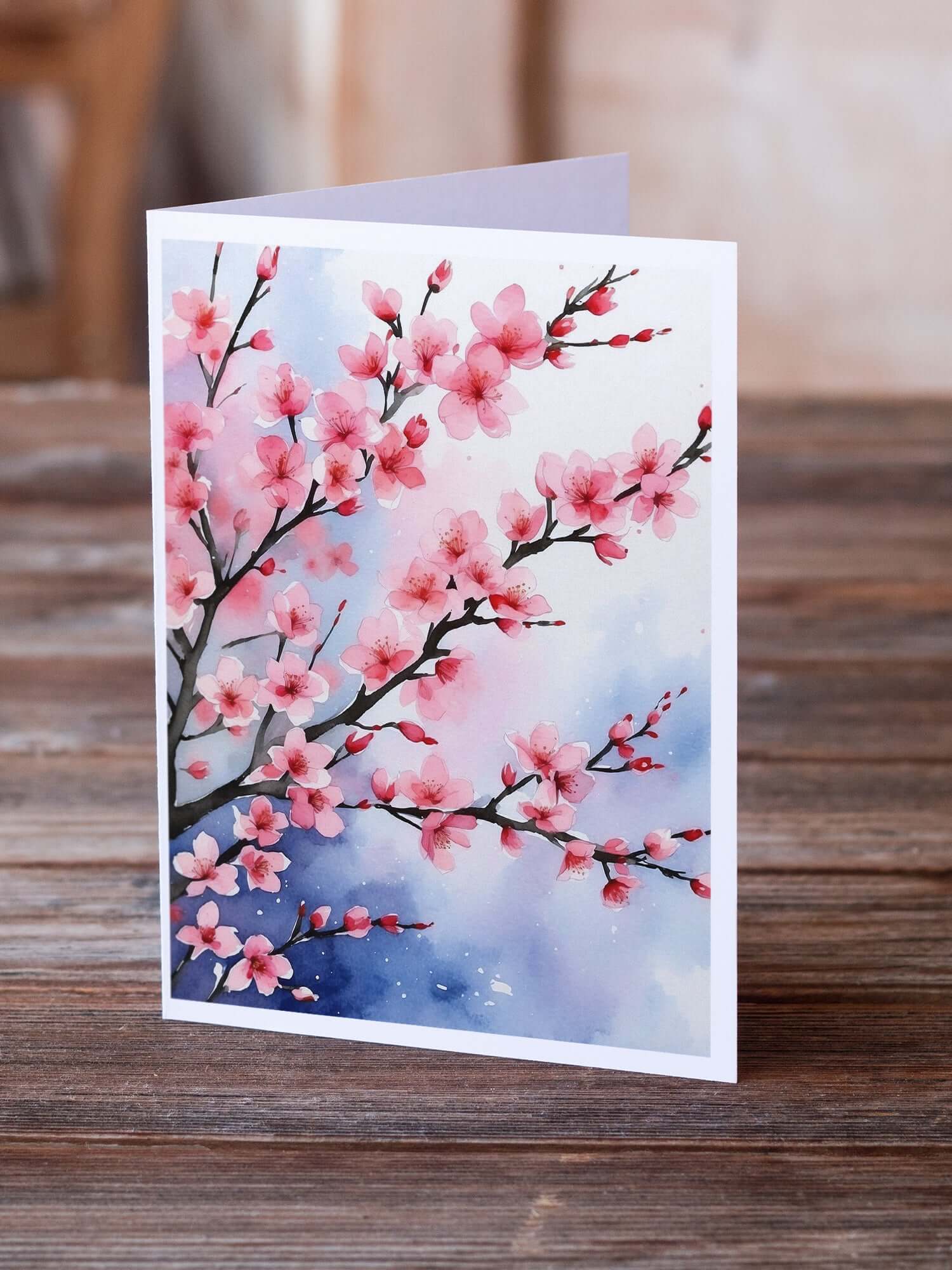 Caroline's Treasures Cherry Blossoms Greeting Cards Pack of 8