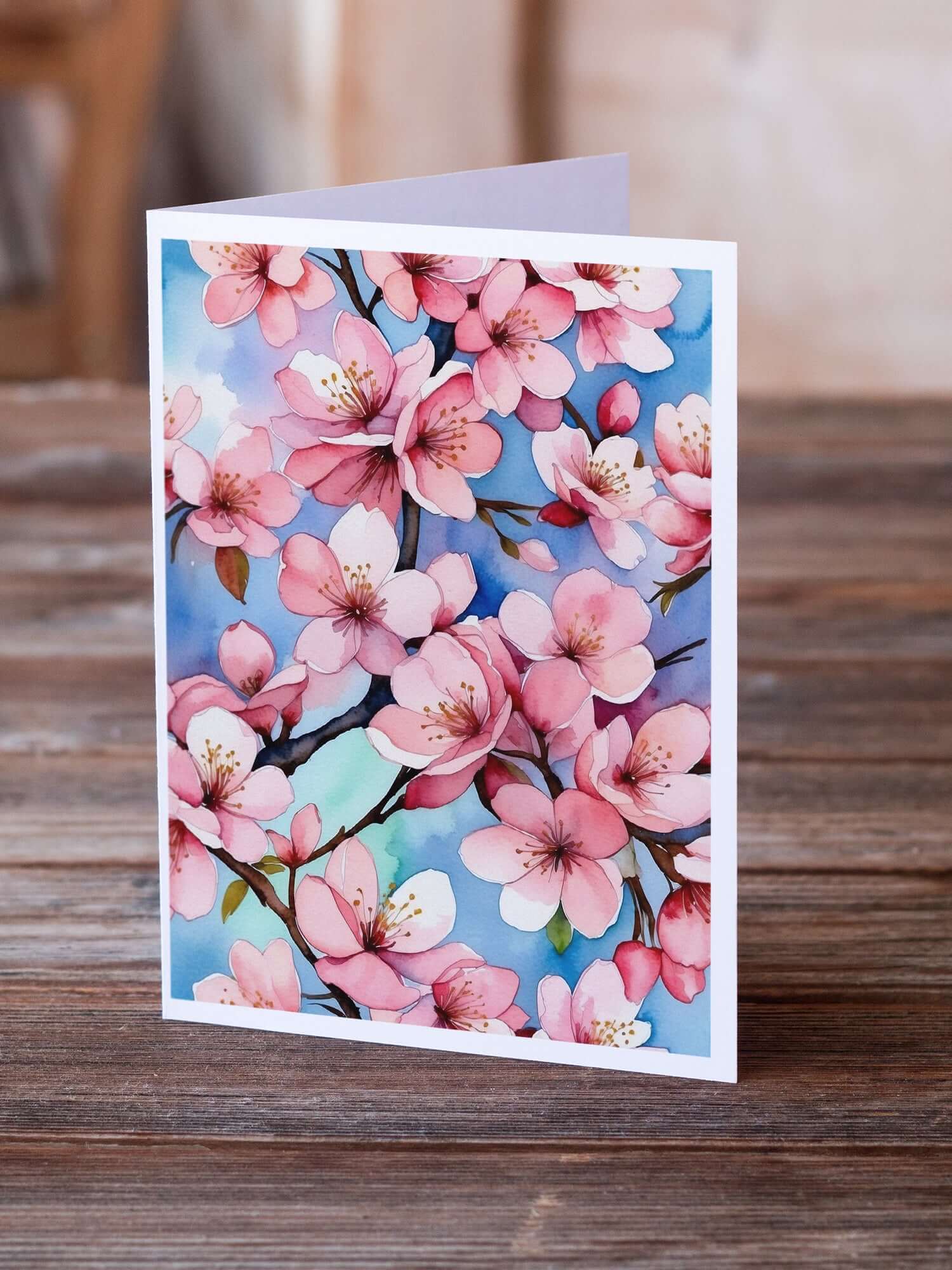 Caroline's Treasures Cherry Blossoms Greeting Cards Pack of 8