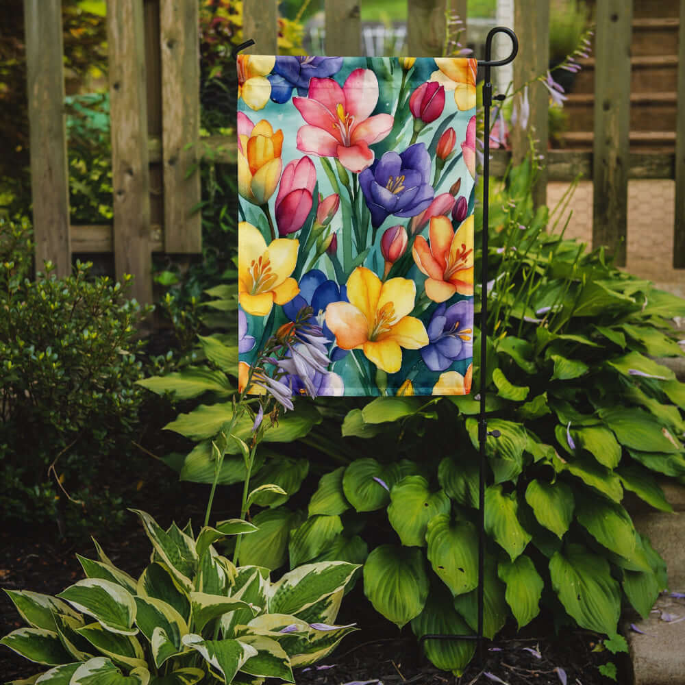 Caroline's Treasures Freesia Flowers Garden Flag
