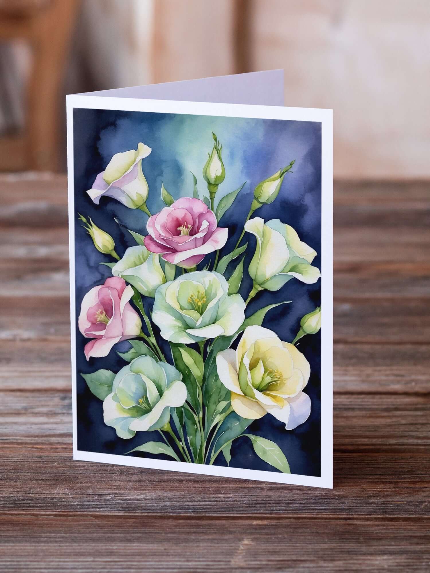 Caroline's Treasures Lisianthus Flowers Greeting Cards Pack of 8