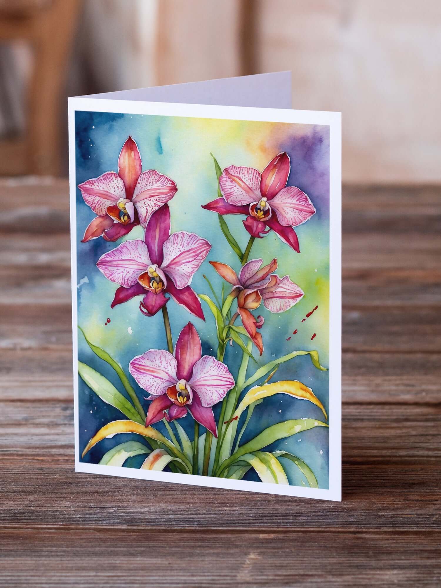 Caroline's Treasures Orchids Greeting Cards Pack of 8