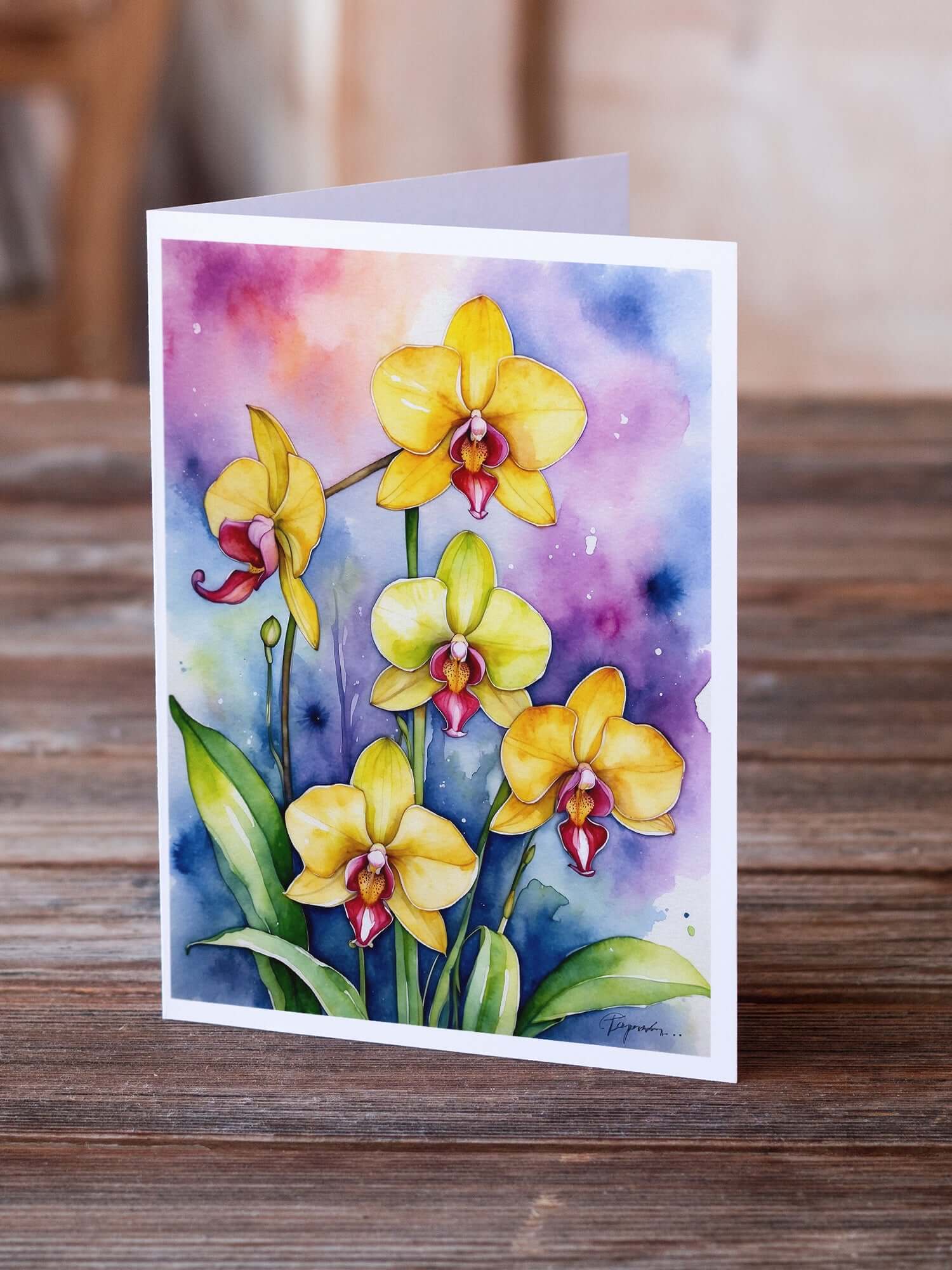 Caroline's Treasures Paphiopedilum Orchids Greeting Cards Pack of 8