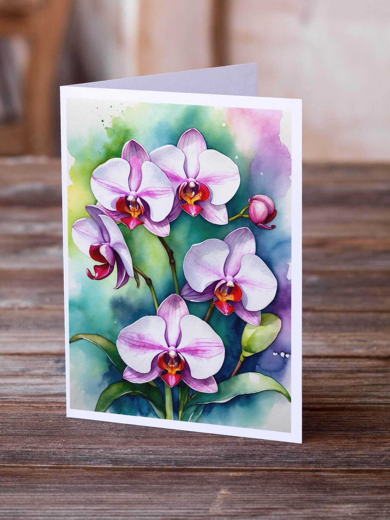 Caroline's Treasures Phalaenopsis Orchids Greeting Cards Pack of 8