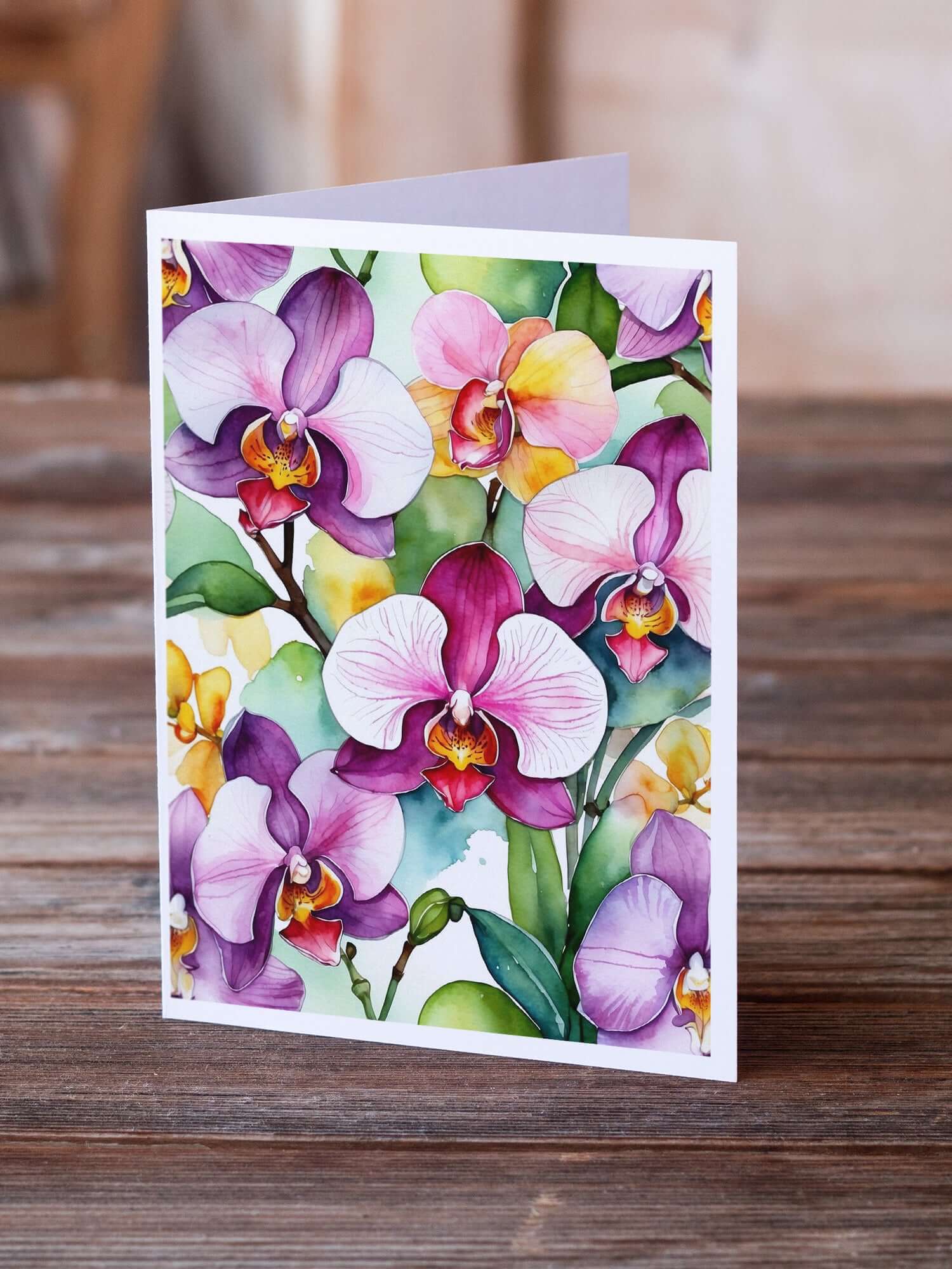 Caroline's Treasures Phalaenopsis Orchids Greeting Cards Pack of 8