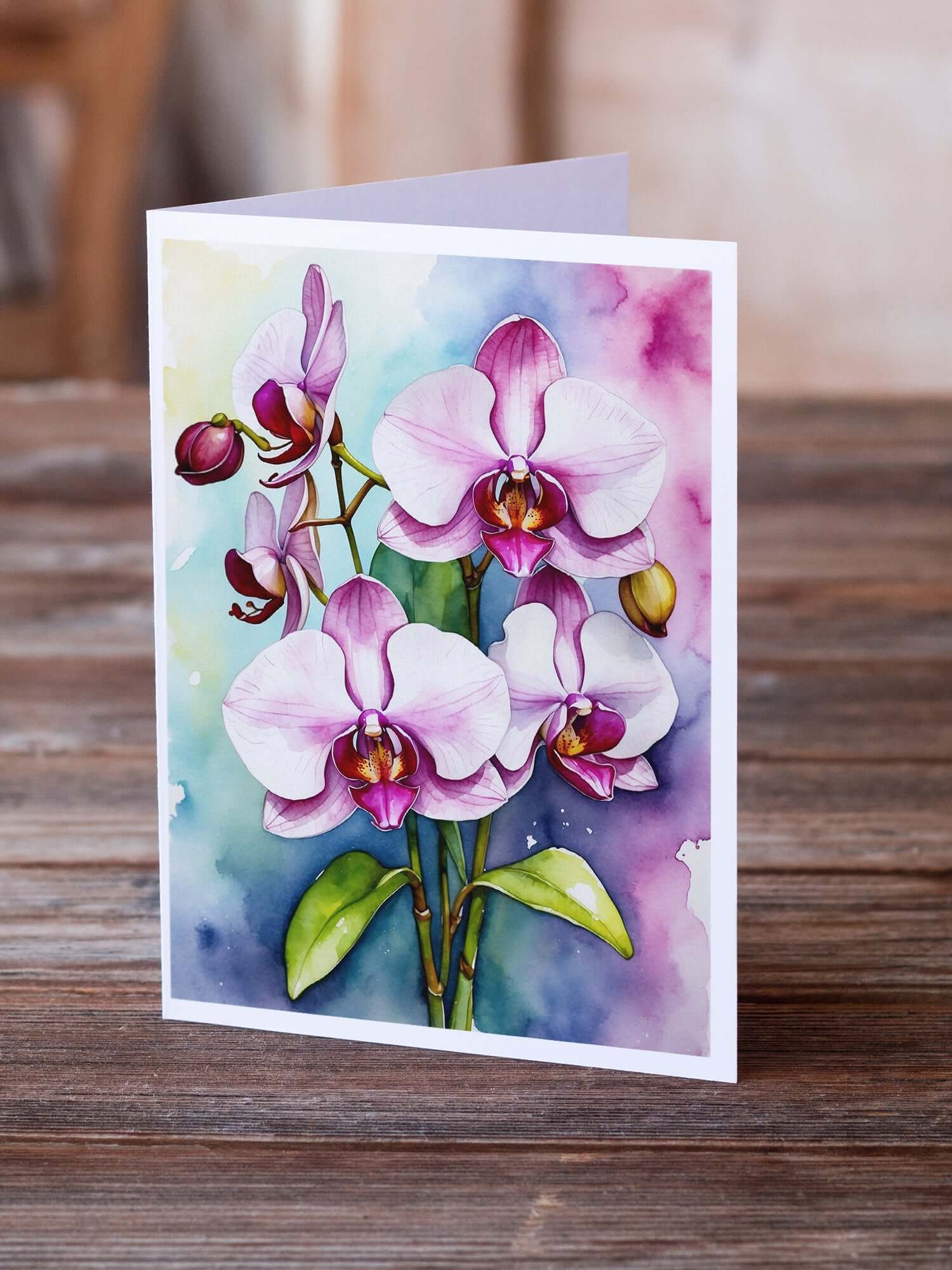 Caroline's Treasures Phalaenopsis Orchids Greeting Cards Pack of 8