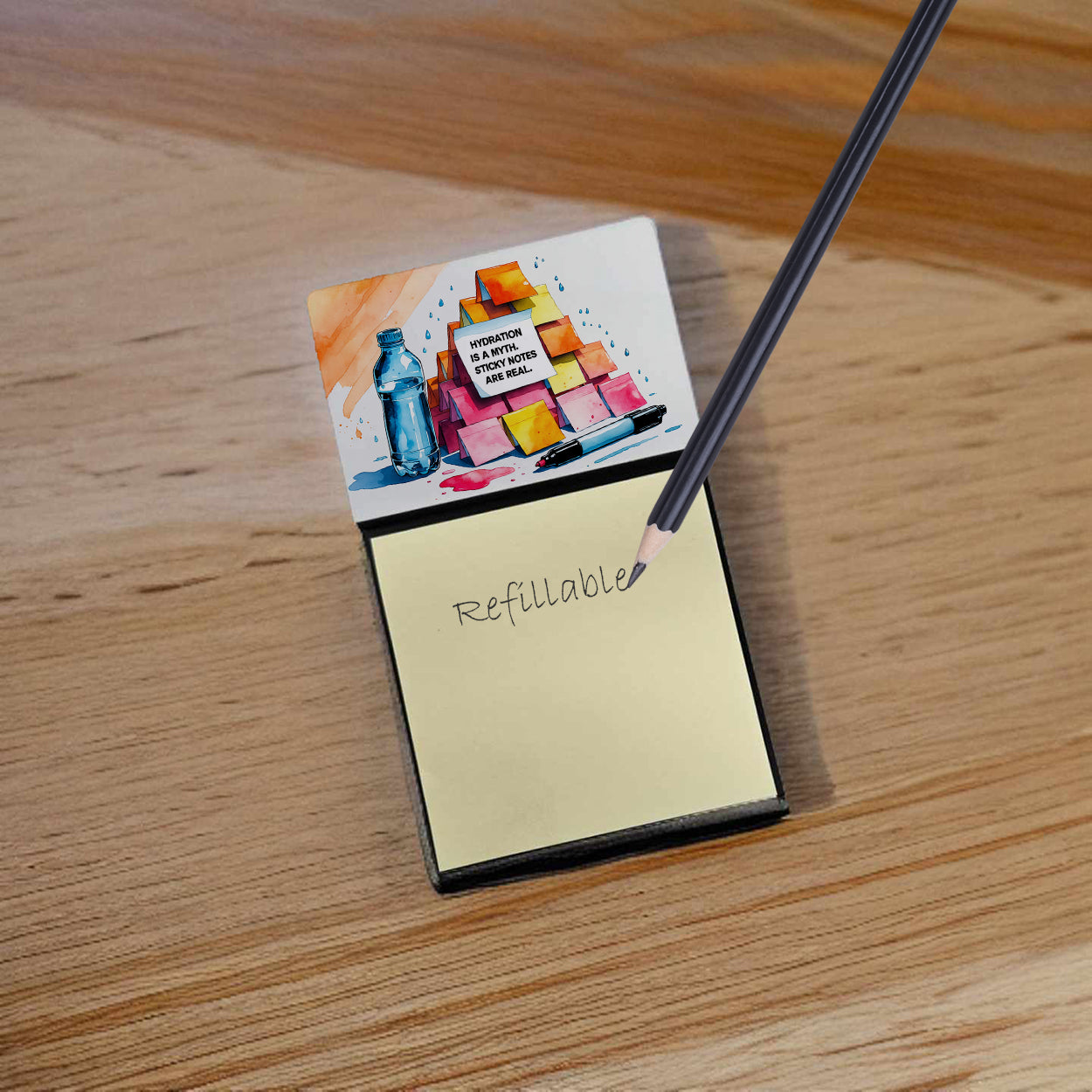 Caroline's Treasures Hydration is a myth Sticky Note Holder – Funny Nursing Desk Accessory, Made in USA