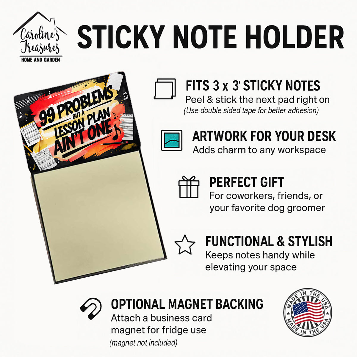 Caroline's Treasures Lesson Plan Ain’t One Funny Sticky Note Holder for Teacher's Gift
