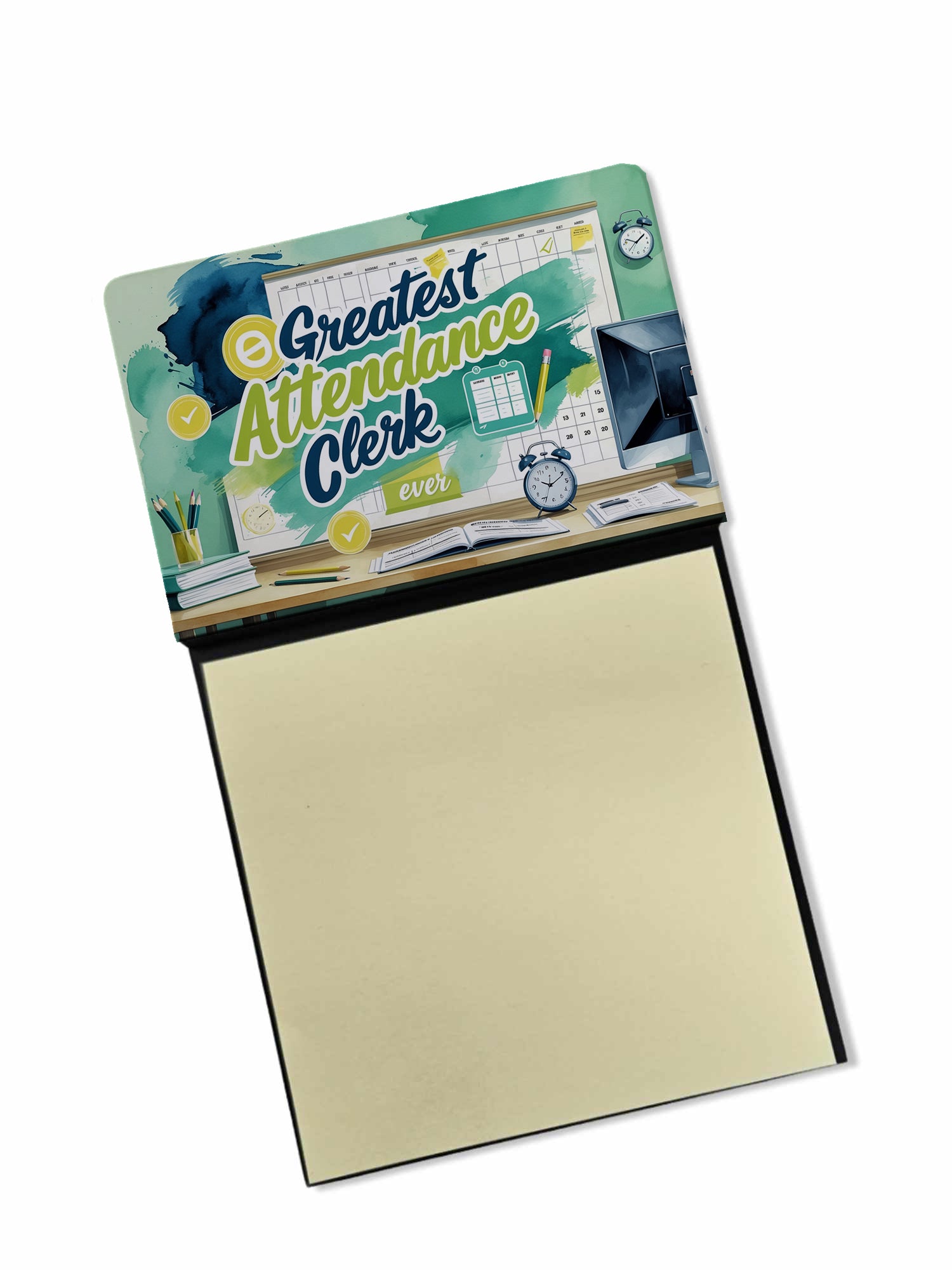 Caroline's Treasures Greatest Attendance Clerk Ever Funny Sticky Note Holder for Teacher's Gift