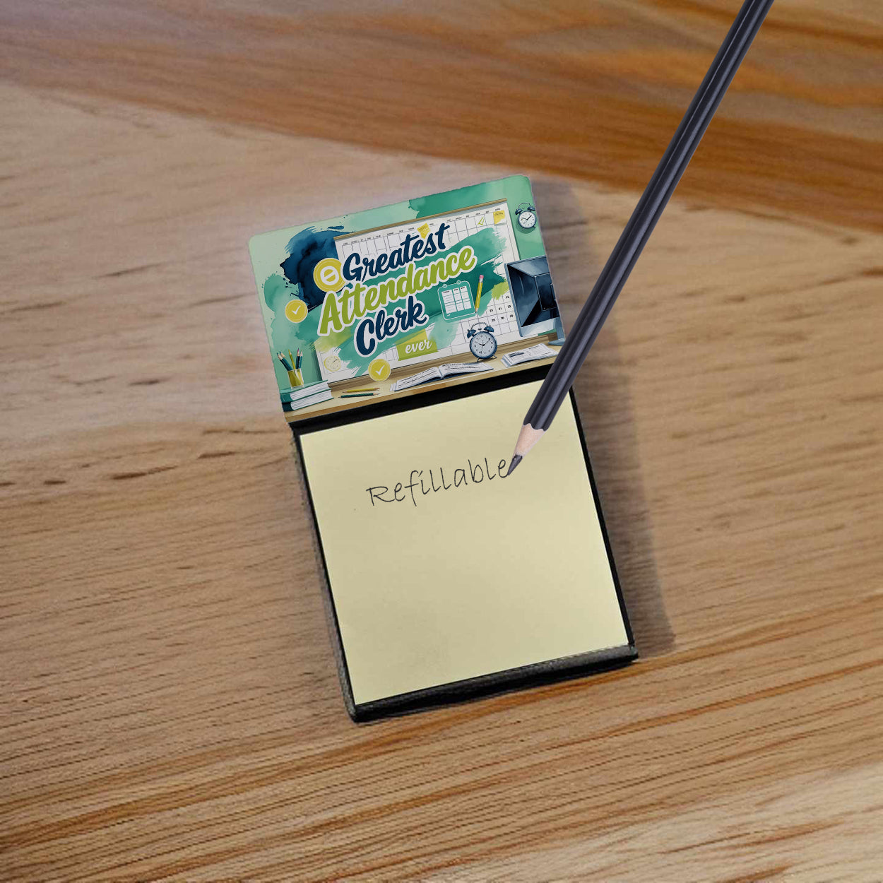Caroline's Treasures Greatest Attendance Clerk Ever Funny Sticky Note Holder for Teacher's Gift