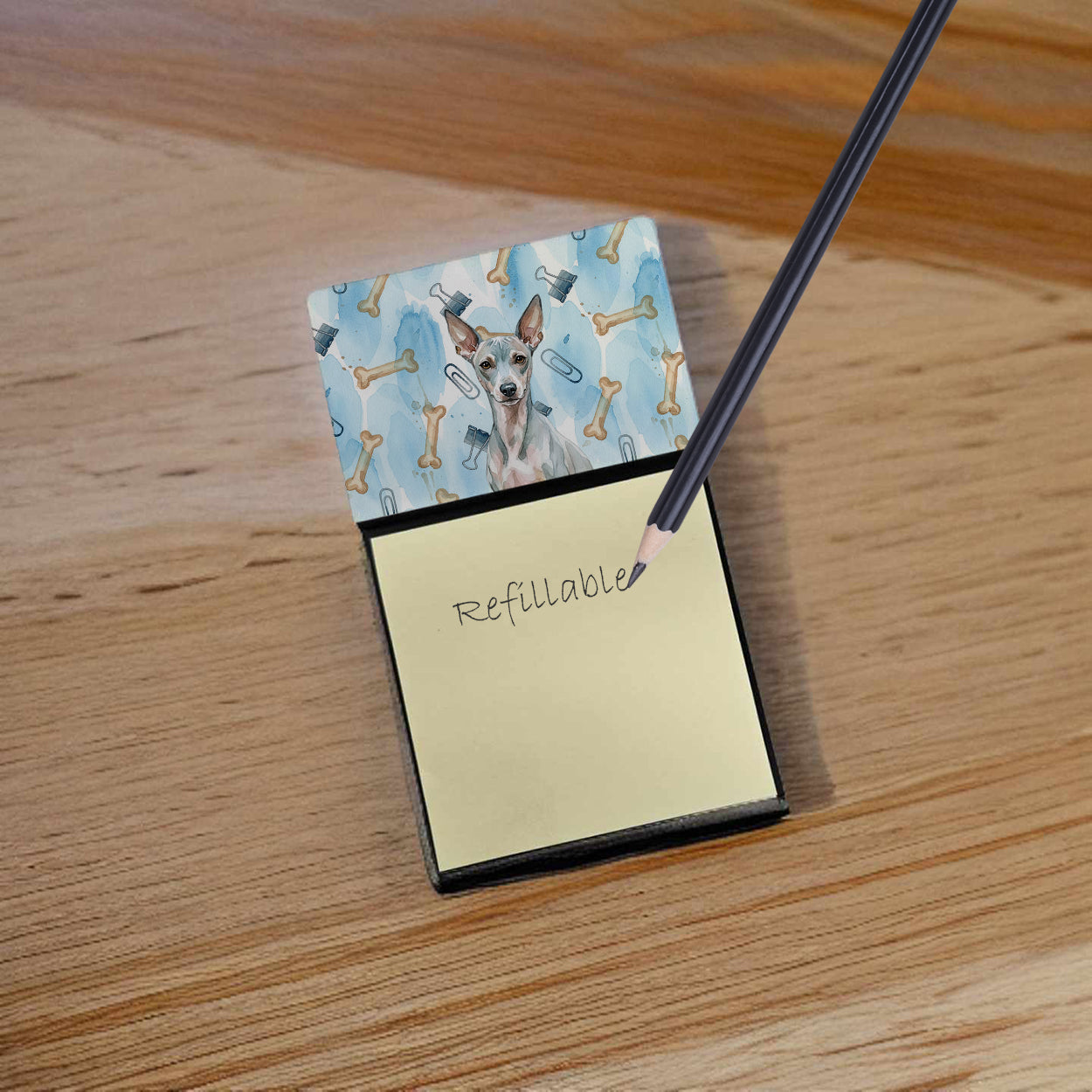 Caroline's Treasures American Hairless Terrier Coworker Watercolor Sticky Note Holder