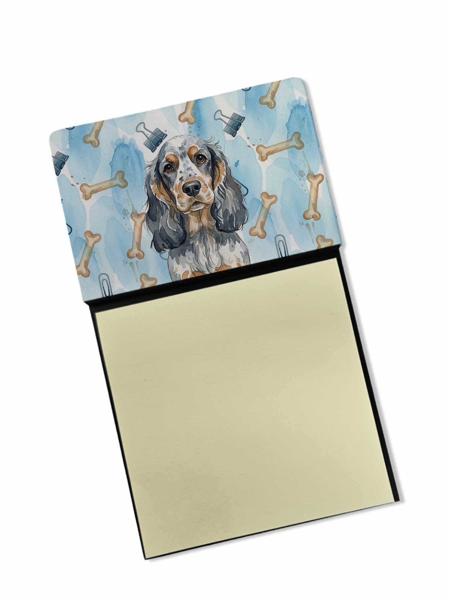 Caroline's Treasures Blue Roan & Tan English Cocker Spaniel Coworker Watercolor Sticky Note Holder