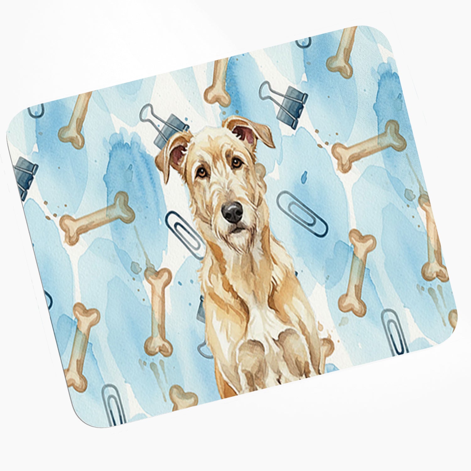 Caroline's Treasures Wheaten Irish Wolfhound Coworker Mouse Pad, Heat Resistant Trivet Hot Pad , Non Slip Rubber Desk Mat, Kitchen Counter Protector, Home Office Decor Gift