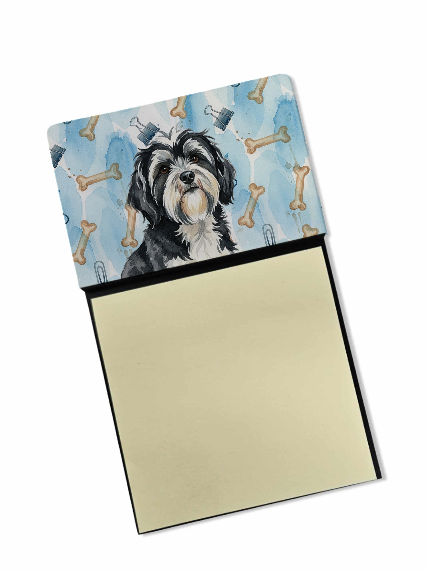 Caroline's Treasures Black and White Tibetan Terrier Coworker Watercolor Sticky Note Holder