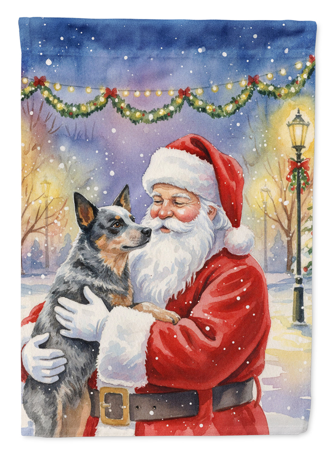 Caroline's Treasures Australian Cattle Dog with Santa Claus Garden Flag