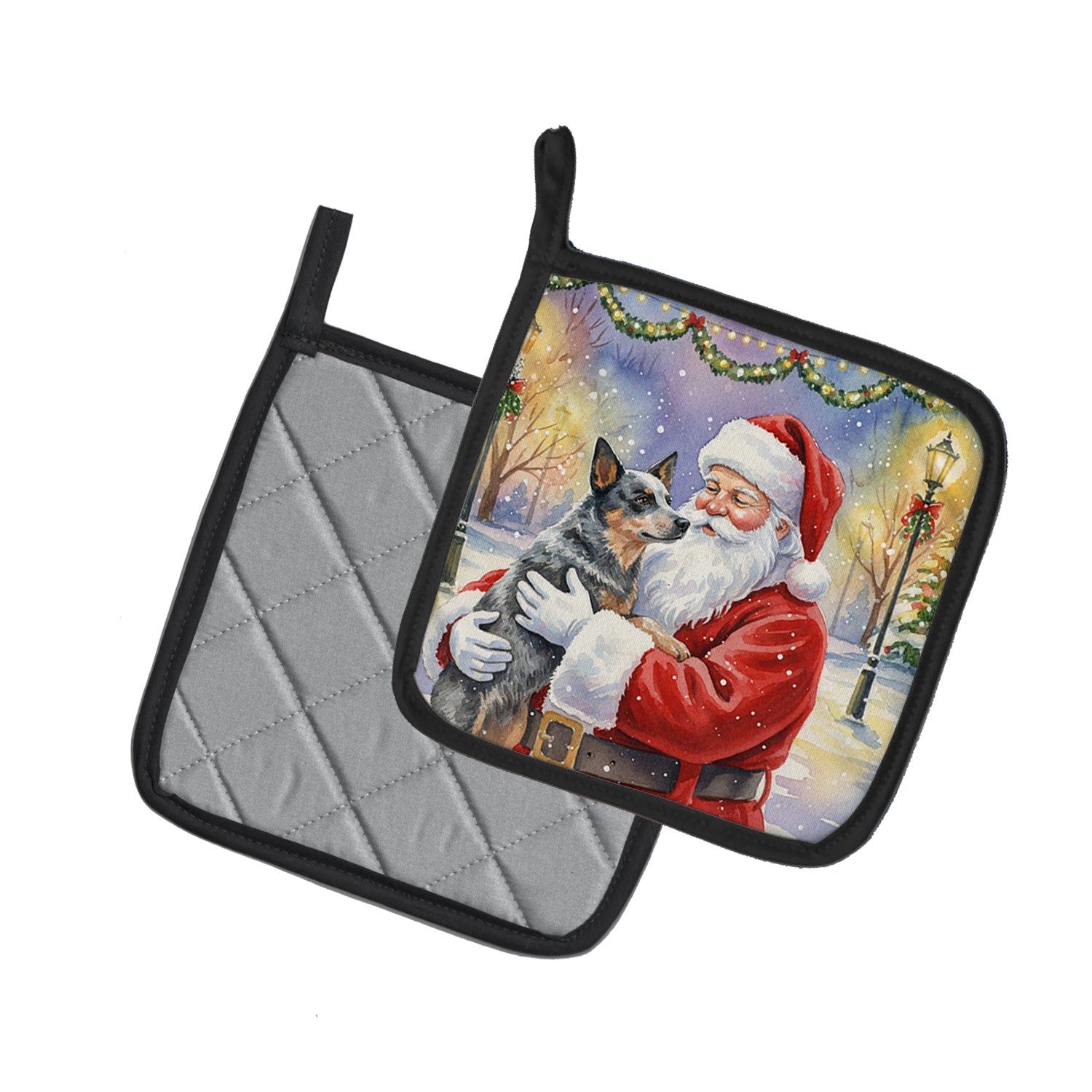 Caroline's Treasures Australian Cattle Dog with Santa Claus Pair of Pot Holders