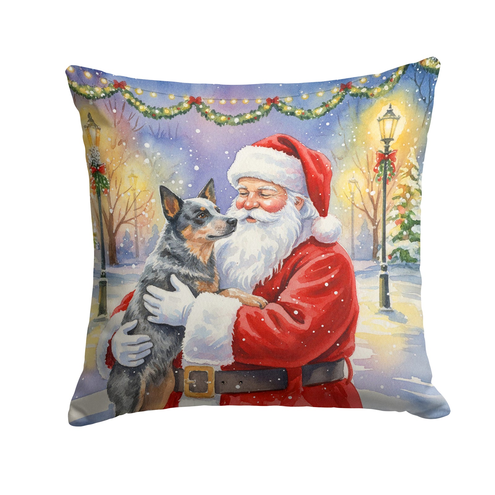 Caroline's Treasures Australian Cattle Dog with Santa Claus Throw Pillow