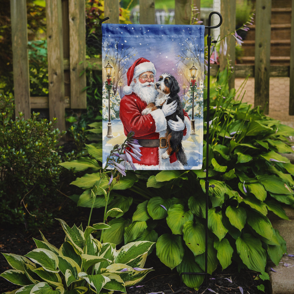 Caroline's Treasures Bernedoodle with Santa Claus Garden Flag
