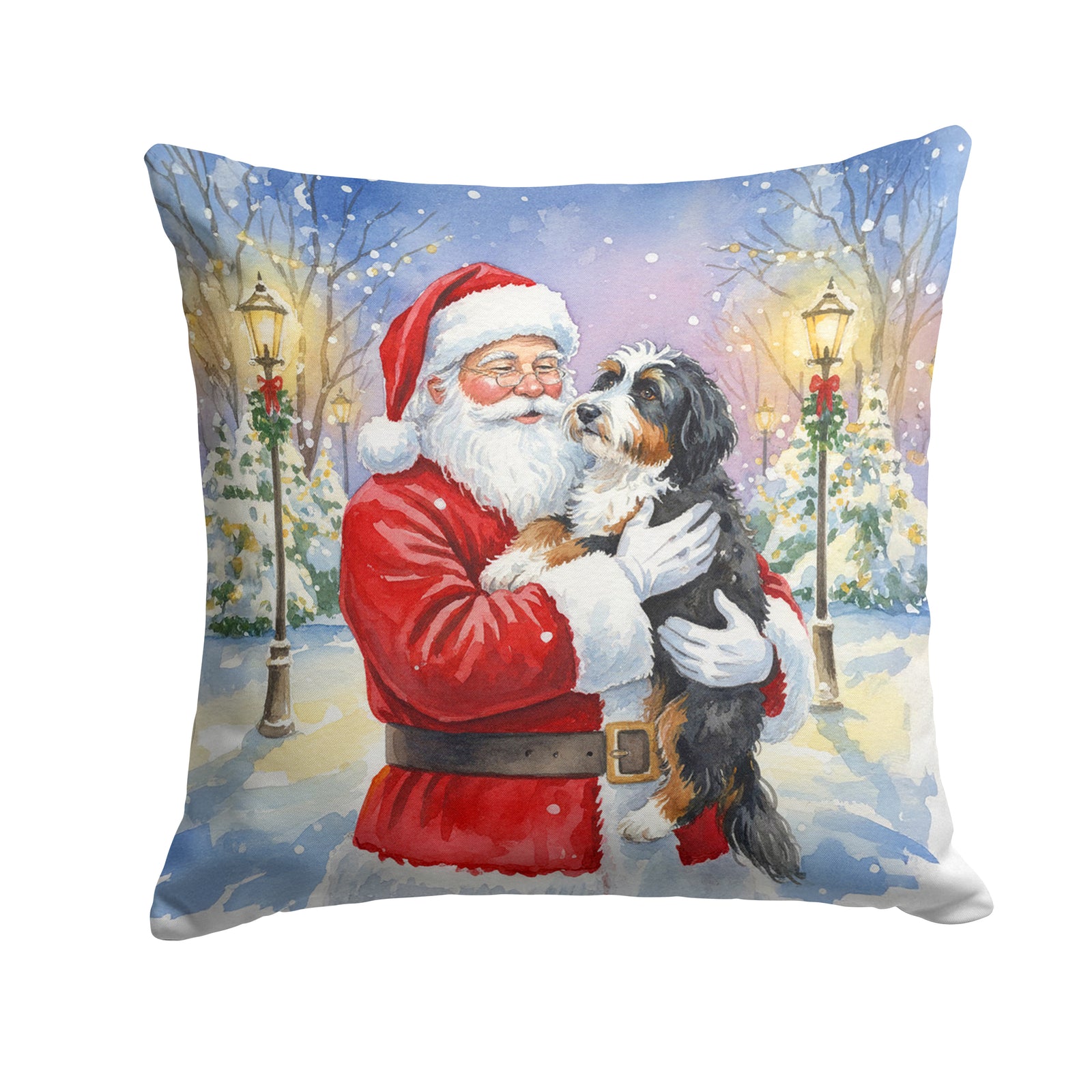 Caroline's Treasures Bernedoodle with Santa Claus Throw Pillow