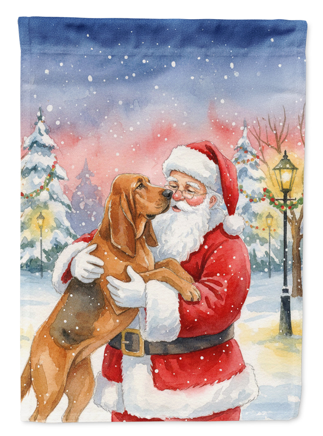 Caroline's Treasures Bloodhound with Santa Claus Garden Flag