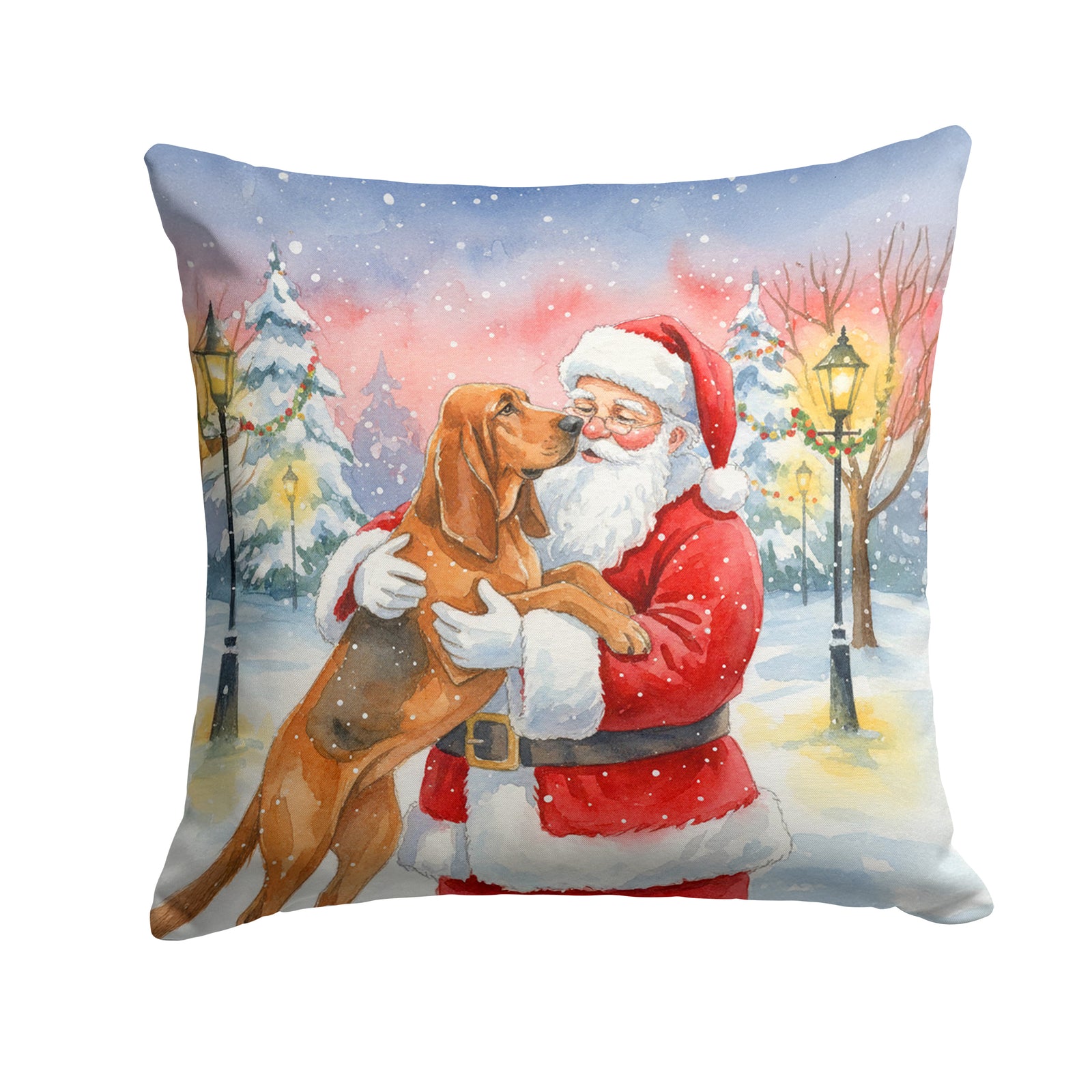 Caroline's Treasures Bloodhound with Santa Claus Throw Pillow