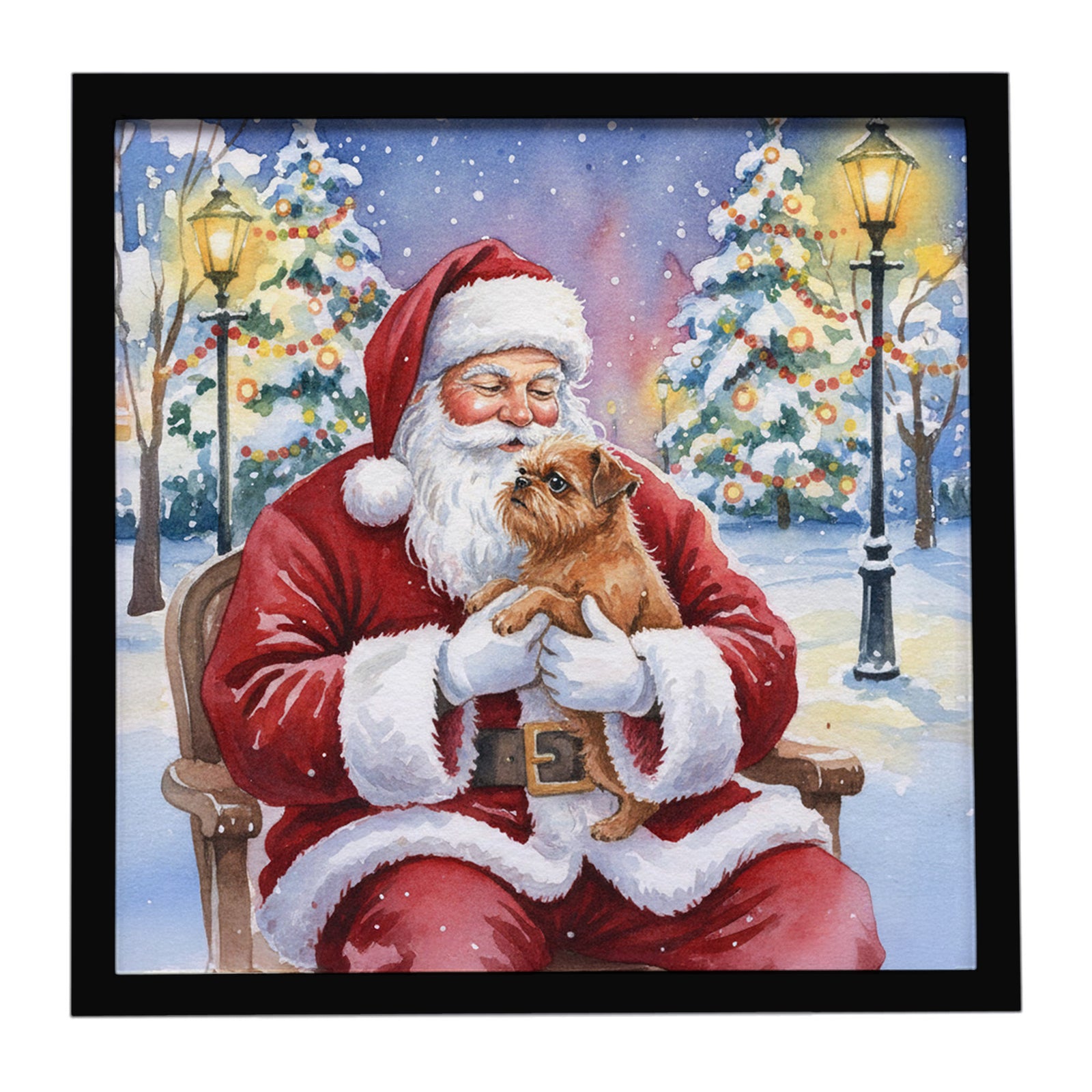 Caroline's Treasures Brussels Griffon with Santa Claus Framed Metal Print