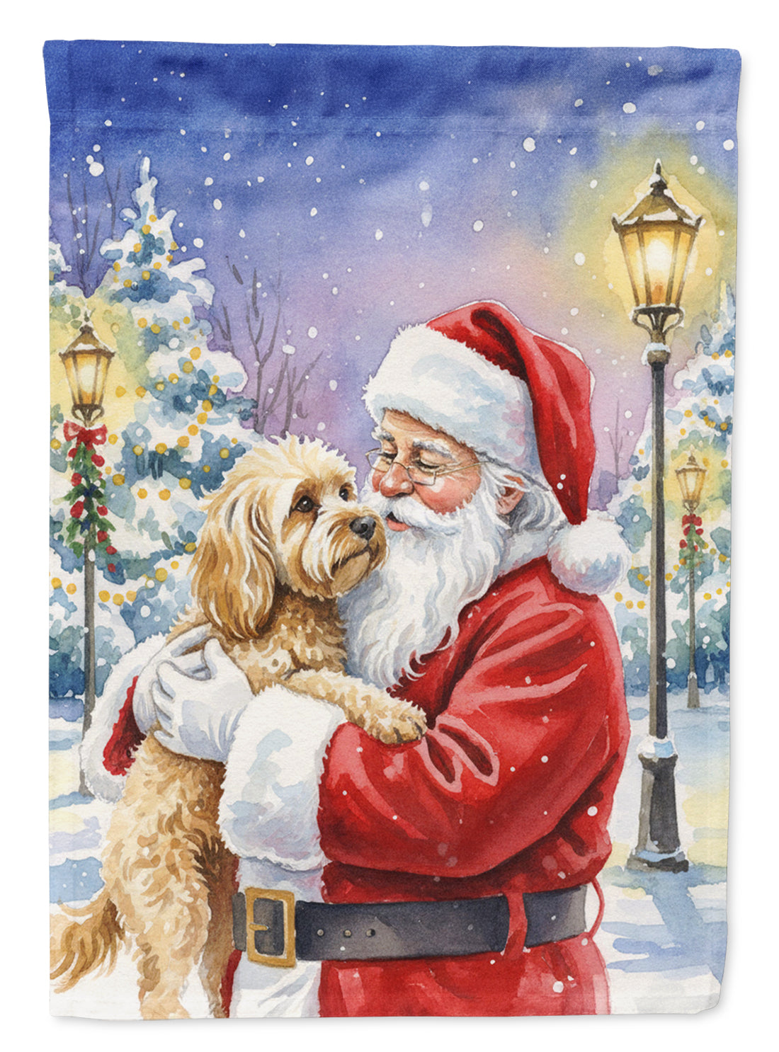 Caroline's Treasures Cockapoo with Santa Claus Garden Flag