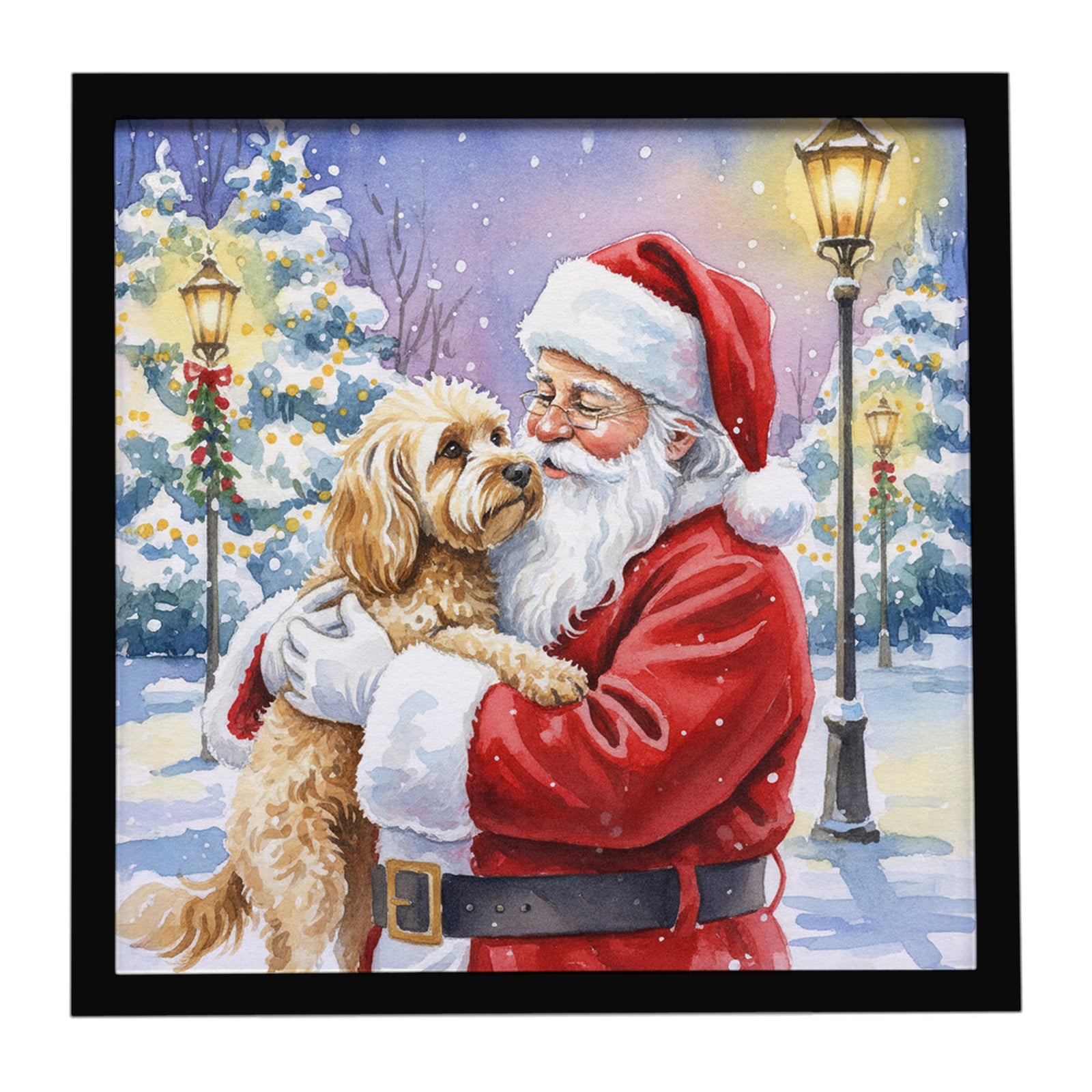 Caroline's Treasures Cockapoo with Santa Claus Framed Metal Print