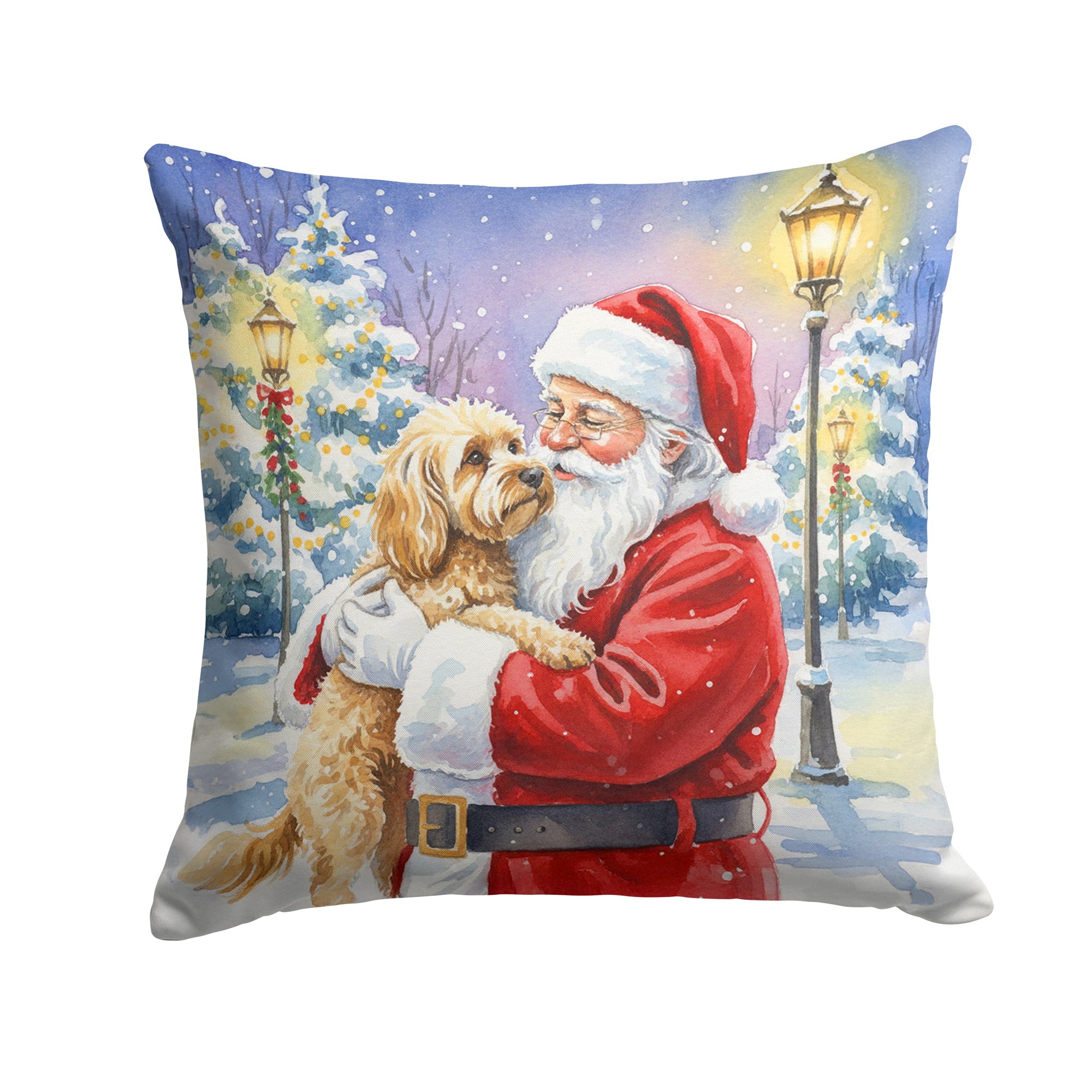 Caroline's Treasures Cockapoo with Santa Claus Throw Pillow