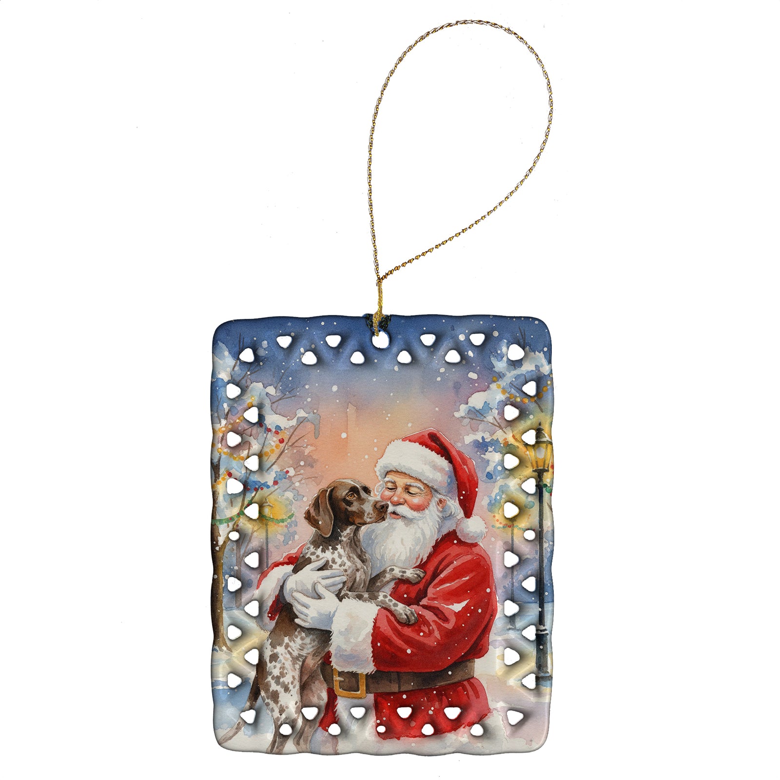 Caroline's Treasures German Shorthaired Pointer with Santa Claus Porcelain Ornament