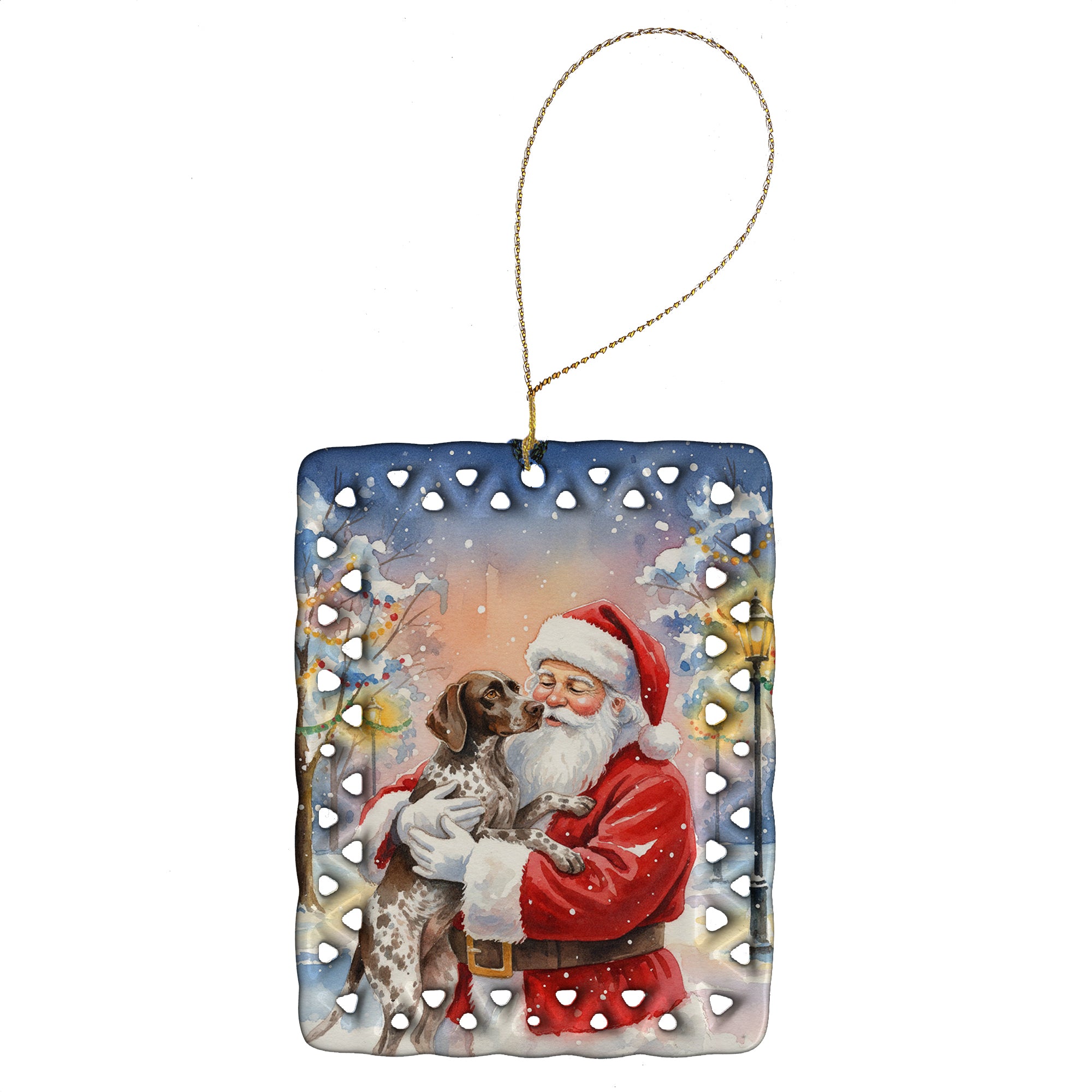 Caroline's Treasures German Shorthaired Pointer with Santa Claus Porcelain Ornament