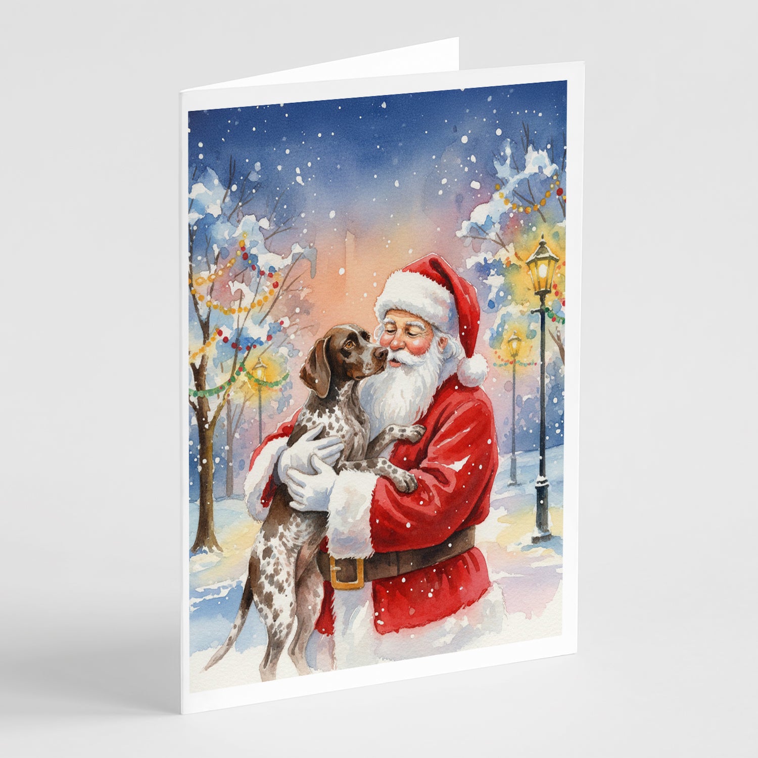 Caroline's Treasures German Shorthaired Pointer with Santa Claus Greeting Cards Pack of 8