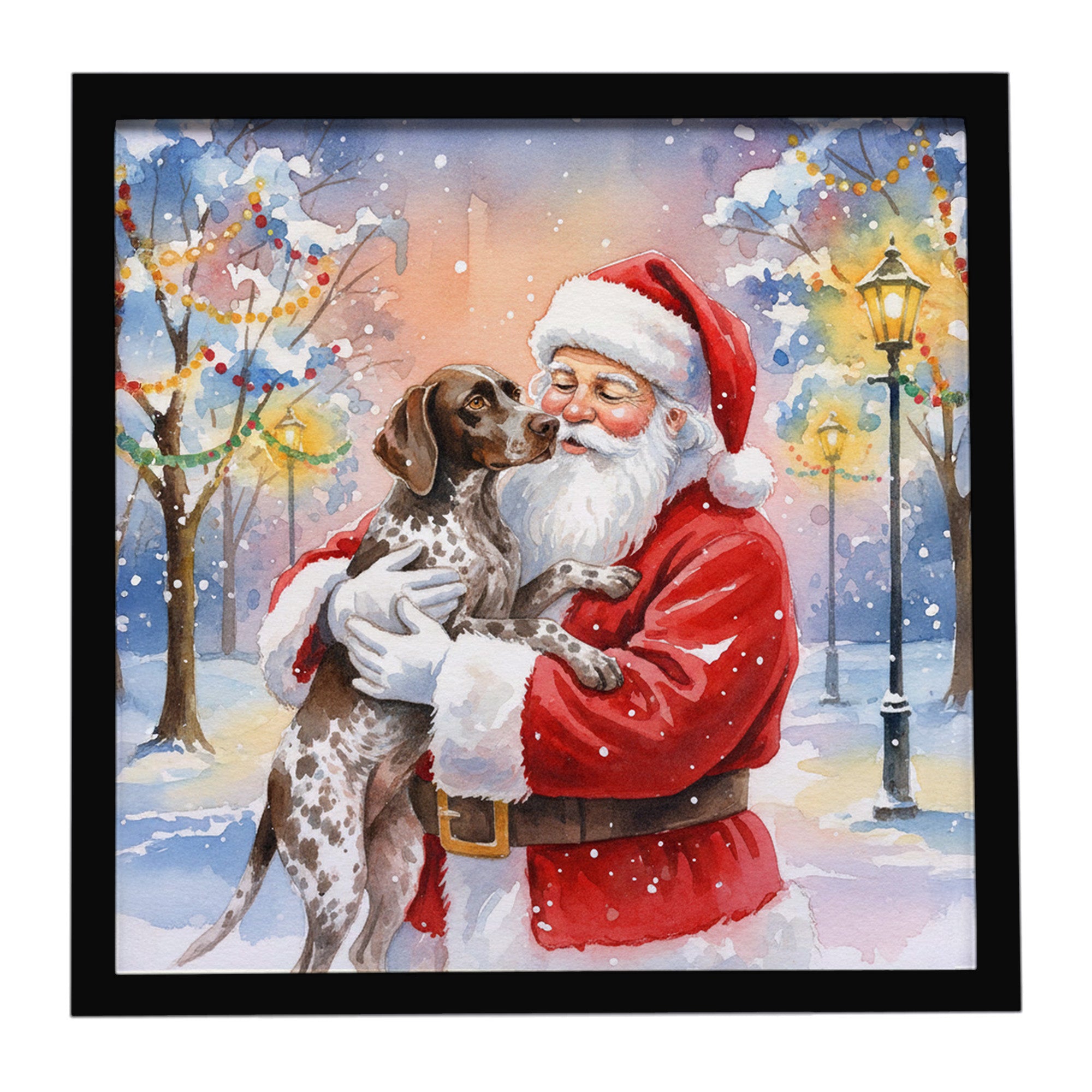 Caroline's Treasures German Shorthaired Pointer with Santa Claus Framed Metal Print