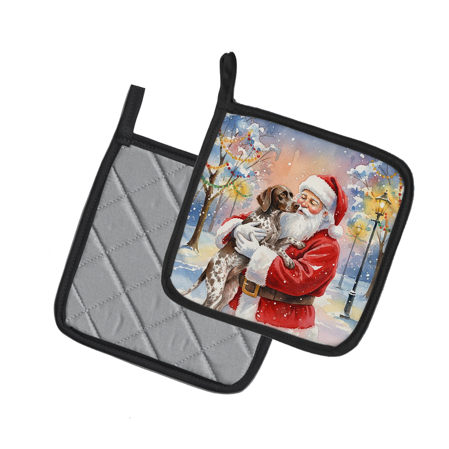 Caroline's Treasures German Shorthaired Pointer with Santa Claus Pair of Pot Holders