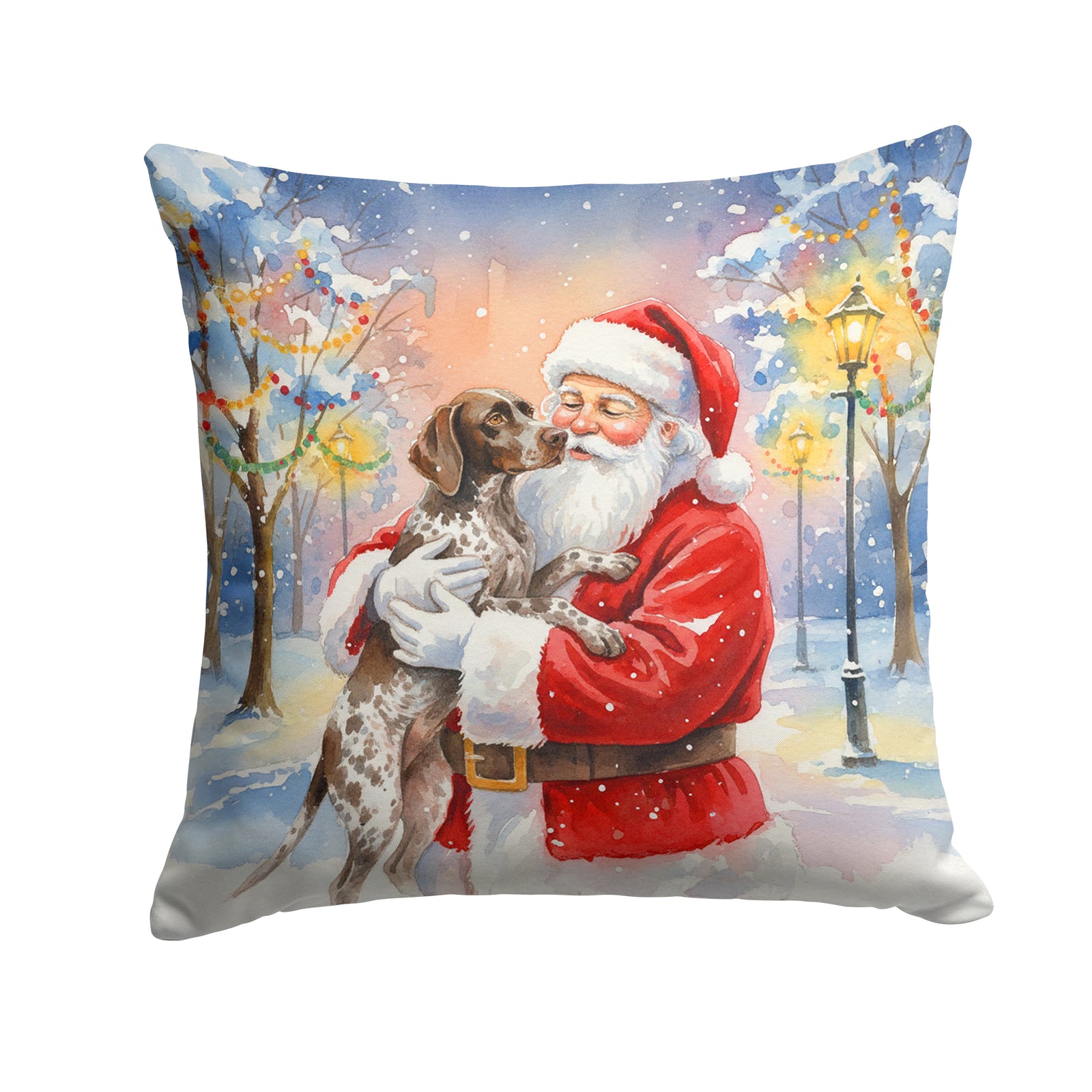Caroline's Treasures German Shorthaired Pointer with Santa Claus Throw Pillow